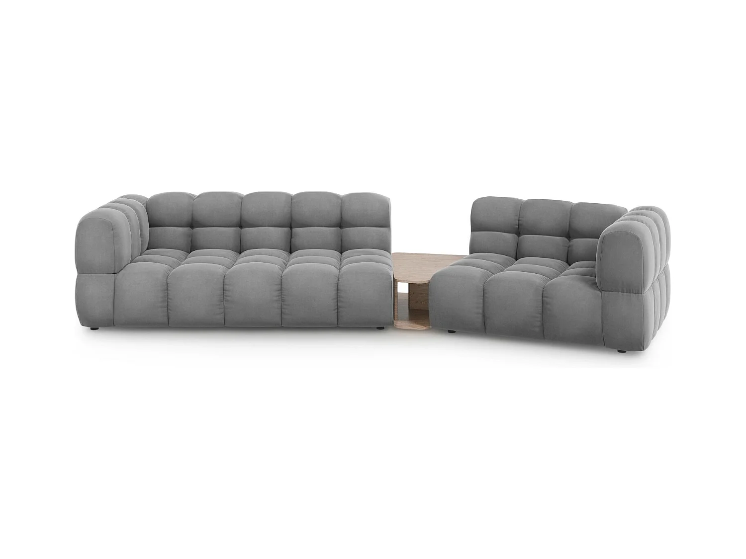 Cosmopolitan Design - Canapé modulable droit "Sky" 3 places en velours gris clair - 353x148x75cm