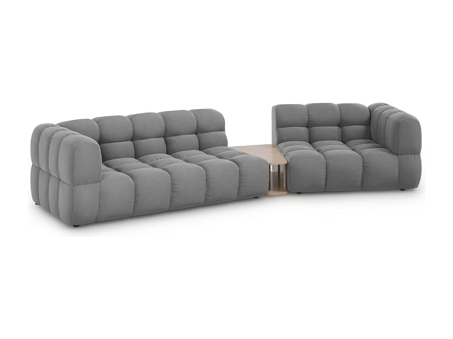 Cosmopolitan Design - Canapé modulable droit "Sky" 3 places en velours gris clair - 353x148x75cm