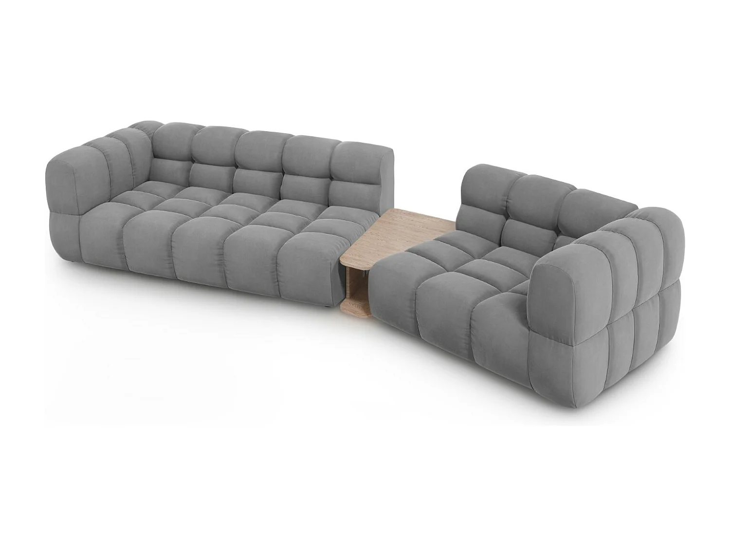 Cosmopolitan Design - Canapé modulable droit "Sky" 3 places en velours gris clair - 353x148x75cm