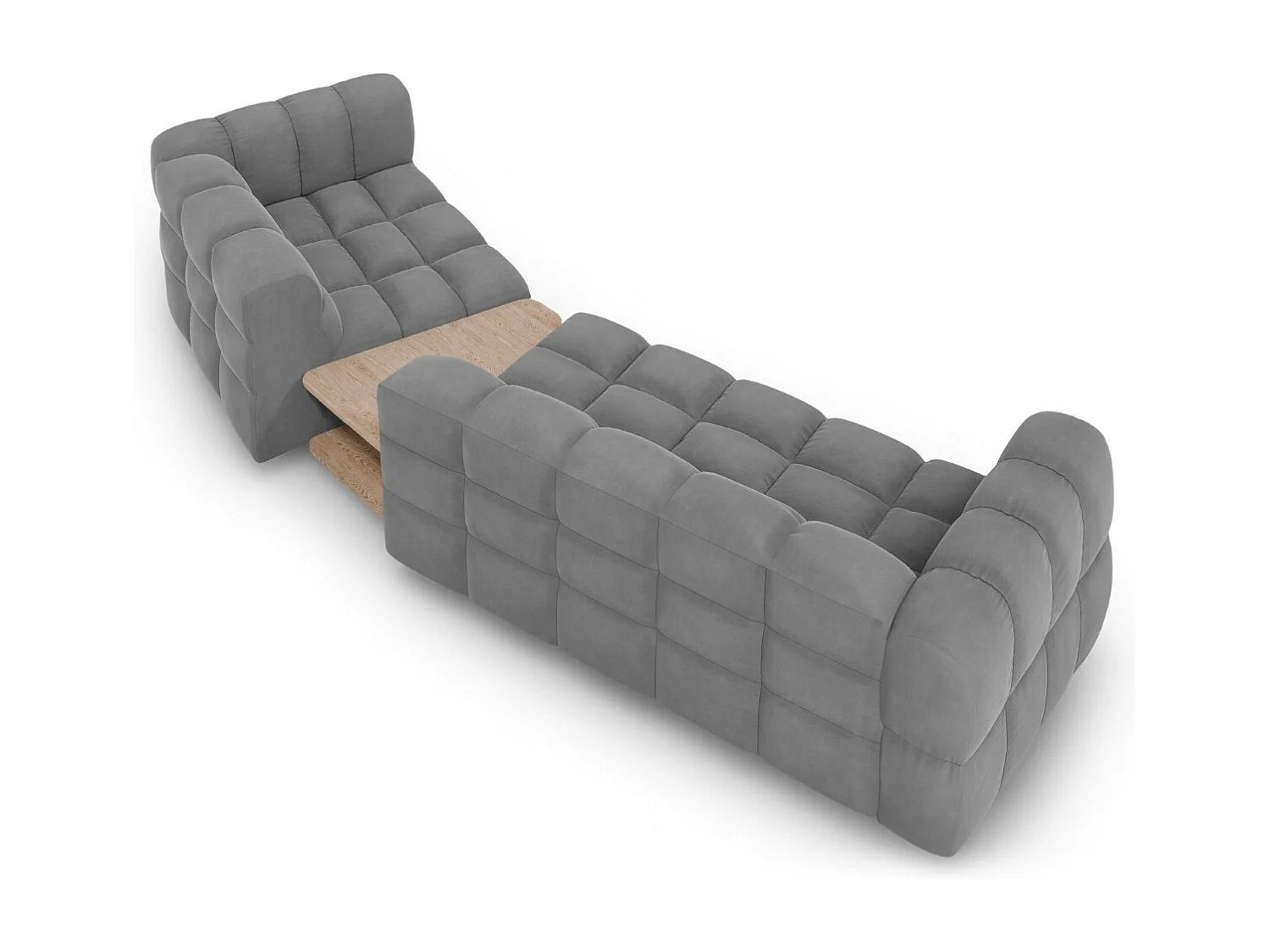 Cosmopolitan Design - Canapé modulable droit "Sky" 3 places en velours gris clair - 353x148x75cm