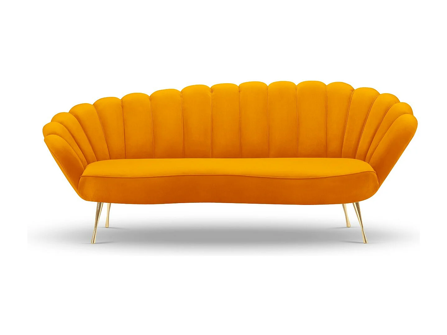 Cosmopolitan Design - Canapé "Kingston" 3 places en velours orange - 224x95x85cm
