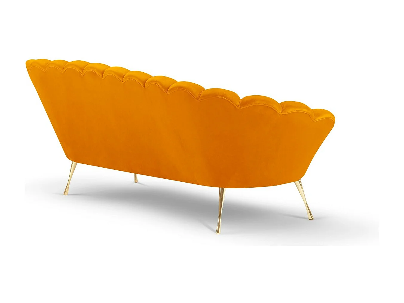 Cosmopolitan Design - Canapé "Kingston" 3 places en velours orange - 224x95x85cm
