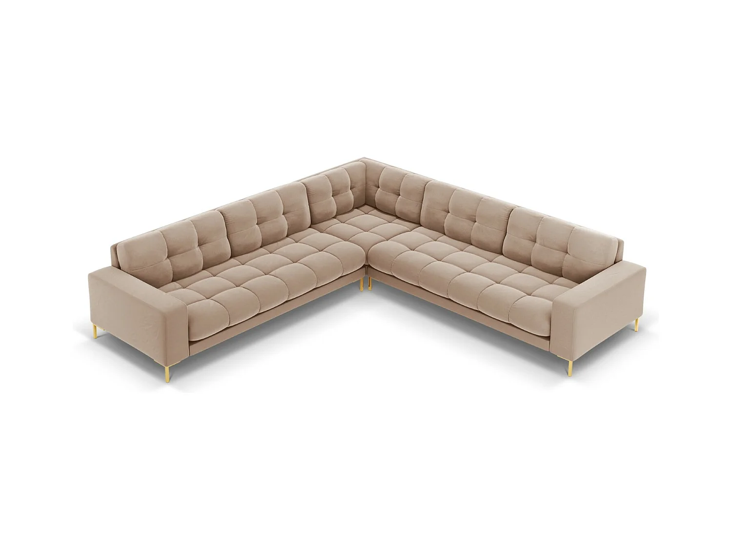 Cosmopolitan Design - Canapé d'angle symétrique "Bali" 6 places en velours beige - 256x256x75cm