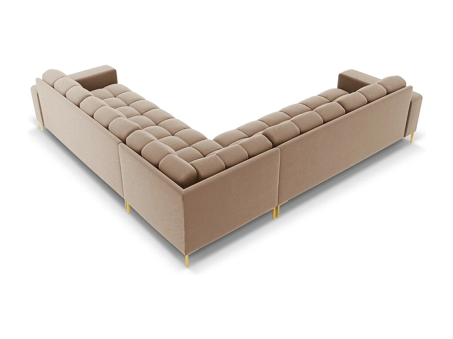 Cosmopolitan Design - Canapé d'angle symétrique "Bali" 6 places en velours beige - 256x256x75cm