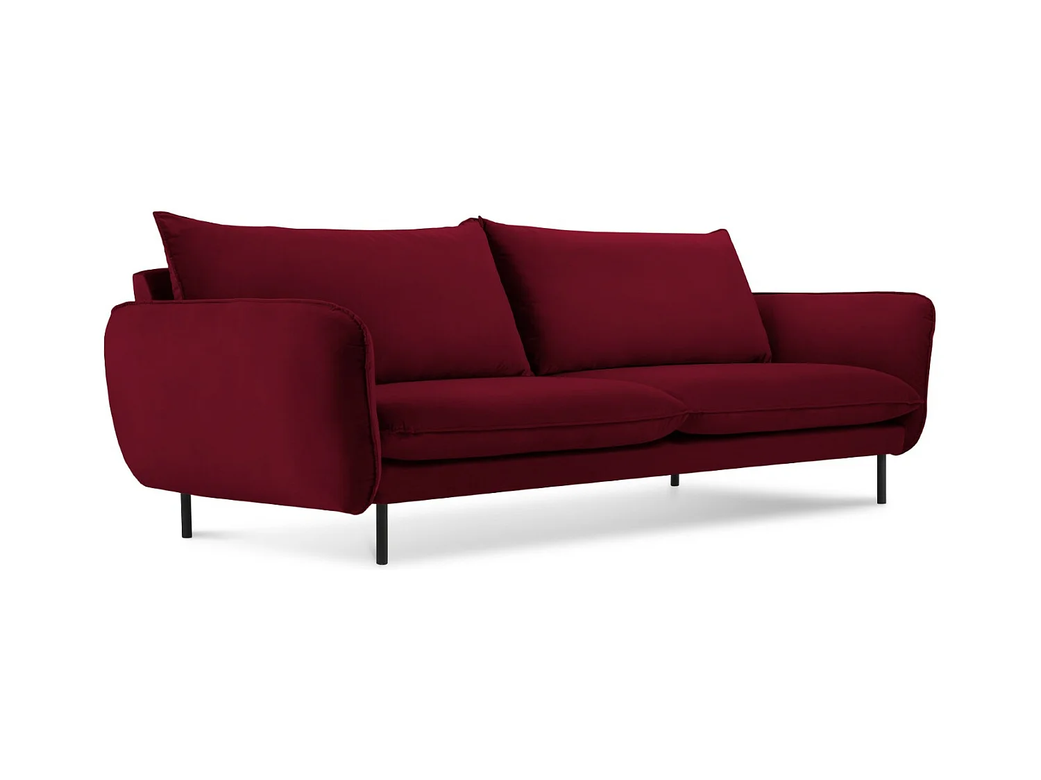 Cosmopolitan Design - 3-Sitzer Sofa "Vienna" aus Samt rot - 200x92x95cm