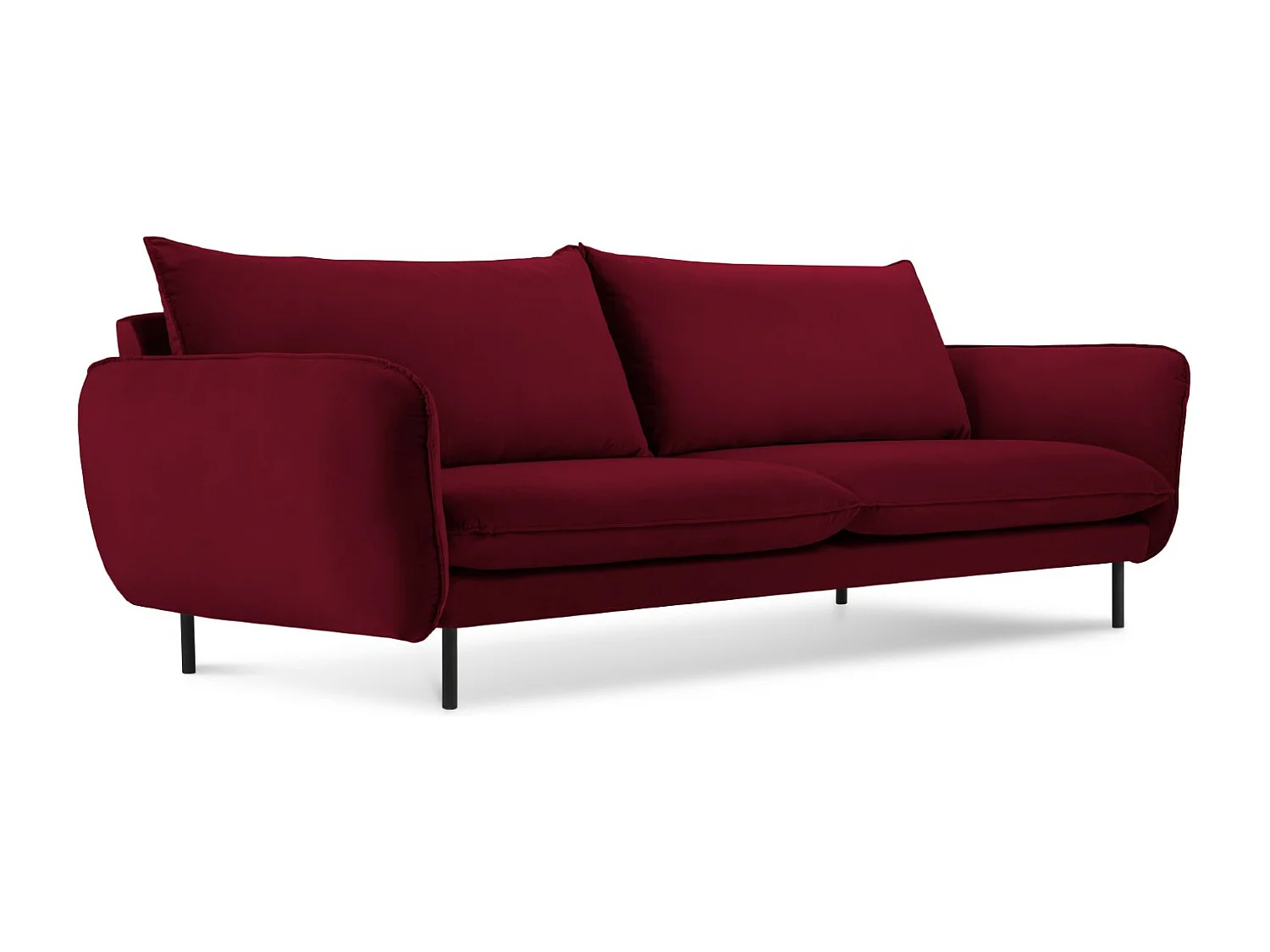 Cosmopolitan Design - Bank "Vienna" 3 zitplaatsen, Flueel, Rood - 200x92x95cm