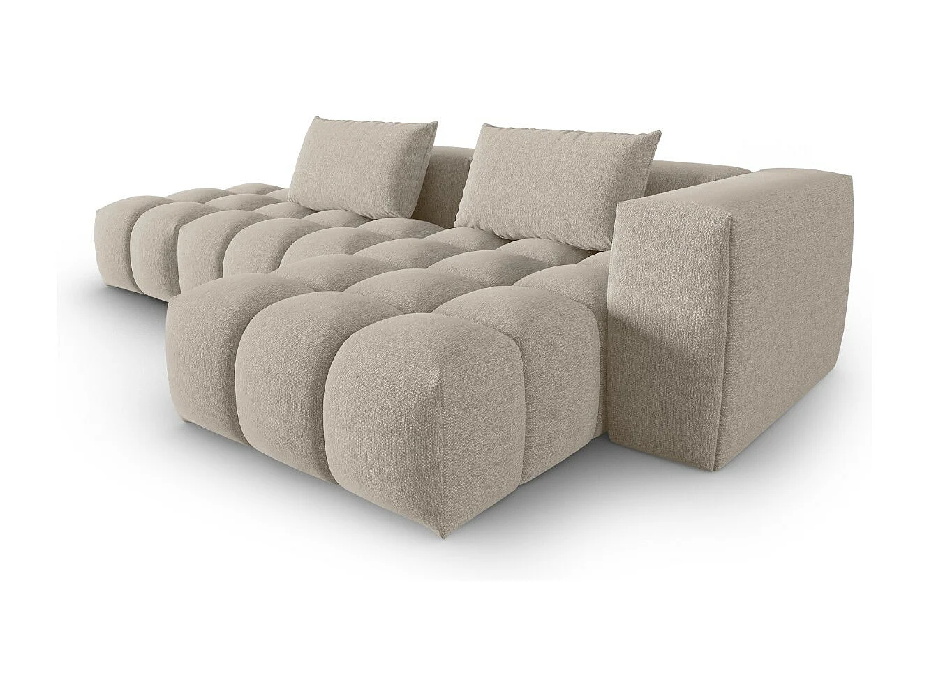 CXL by Christian Lacroix - Sofá esquinero modular derecho "Lorella" 4 plazas de tejido estructural arena - 265x145x70cm