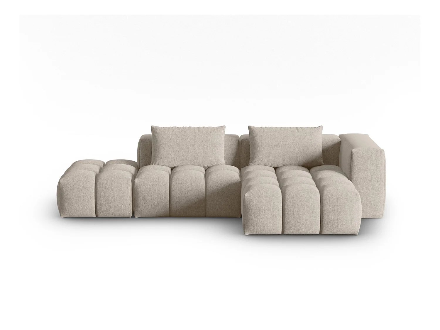 CXL by Christian Lacroix - Canapé d'angle droit modulable "Lorella" 4 places en tissu structurel le sable - 265x145x70cm