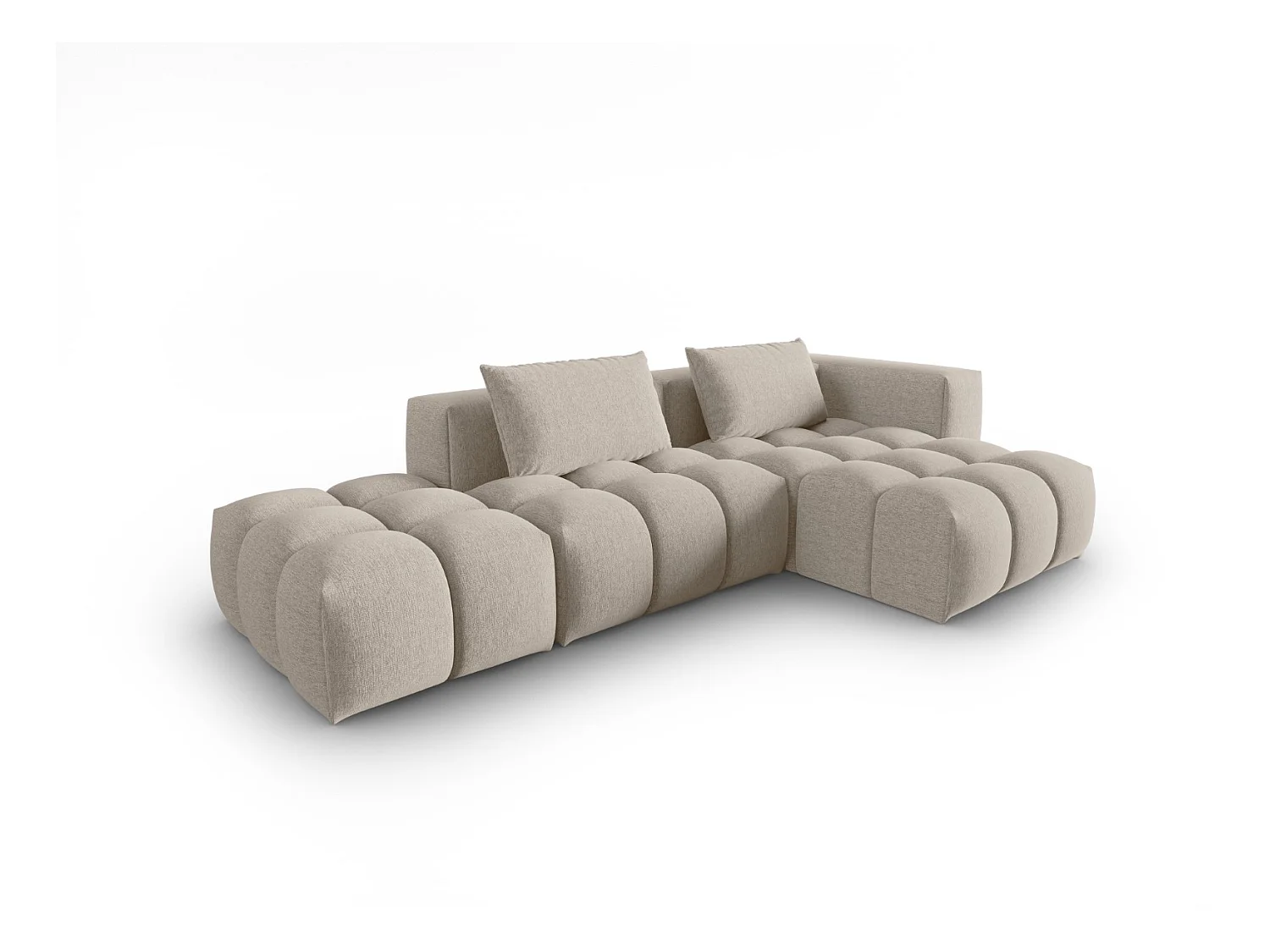CXL by Christian Lacroix - Canapé d'angle droit modulable "Lorella" 4 places en tissu structurel le sable - 265x145x70cm