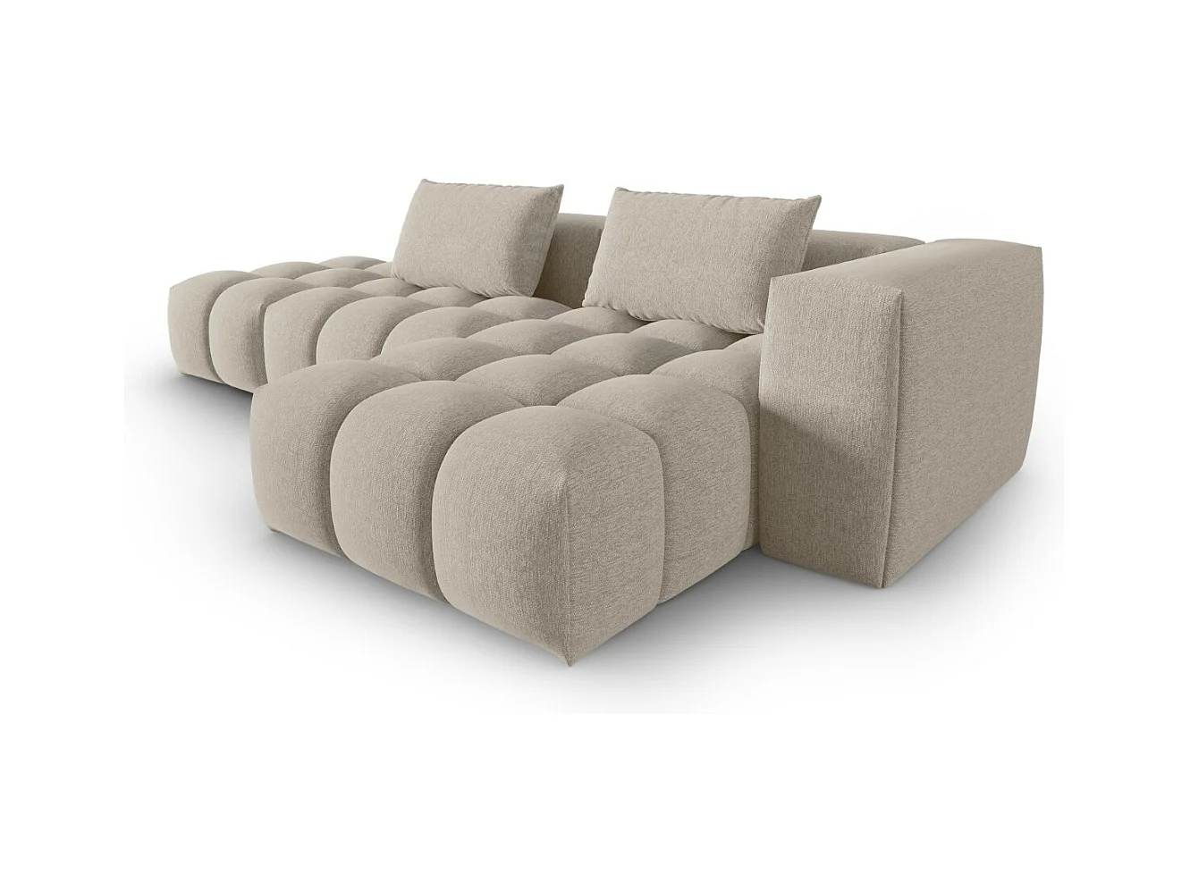 CXL by Christian Lacroix - Canapé d'angle droit modulable "Lorella" 4 places en tissu structurel le sable - 265x145x70cm