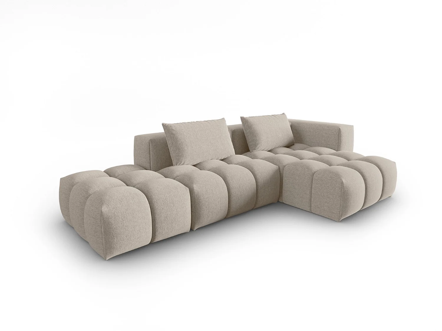 CXL by Christian Lacroix - Canapé d'angle droit modulable "Lorella" 4 places en tissu structurel le sable - 265x145x70cm