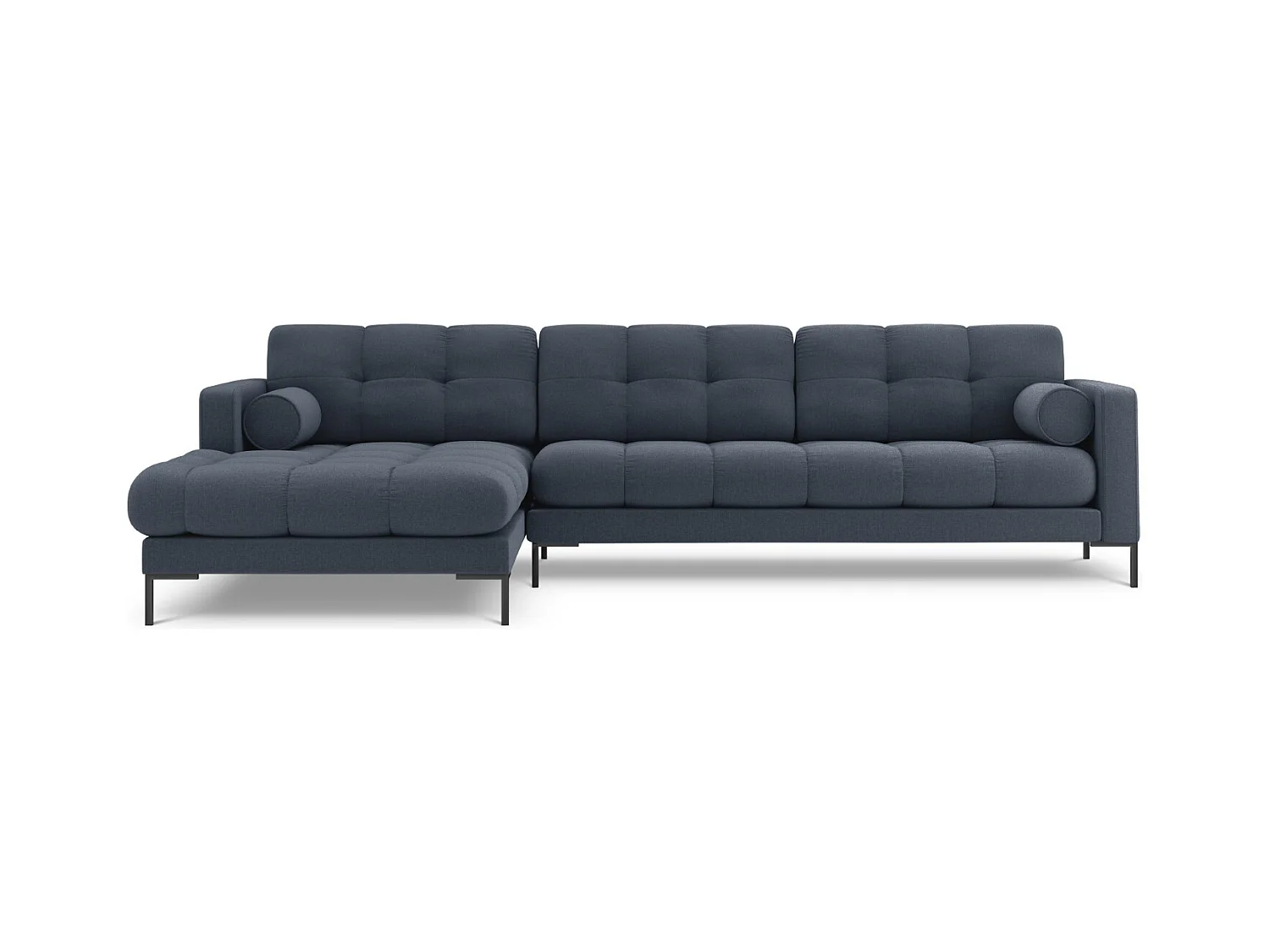 Cosmopolitan Design - Linker hoekbank "Bali" 5 zitplaatsen, Structurele stof, Donkerblauw - 293x185x75cm