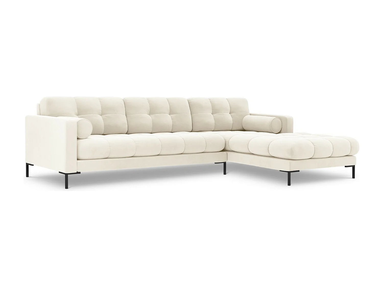 Cosmopolitan Design - Narożnik prawy, "Bali" 5 miejsc welur, beż jasny - 293x185x75cm