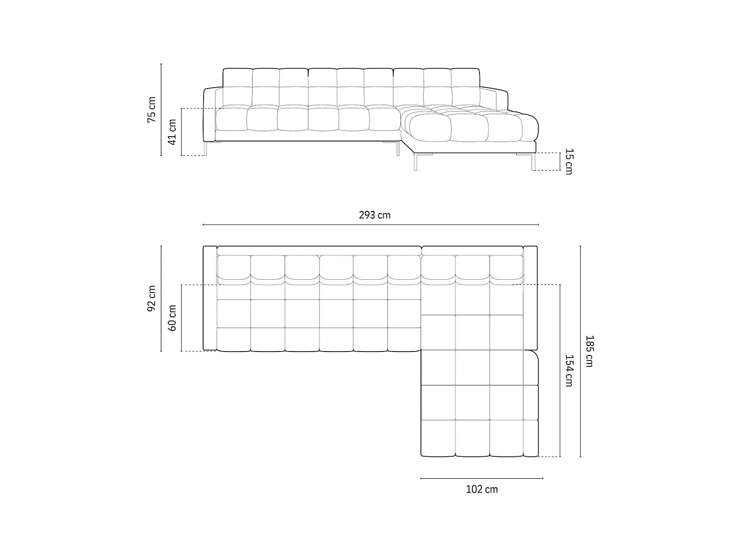 Cosmopolitan Design - Canapé d'angle droit "Bali" 5 places en velours beige clair - 293x185x75cm