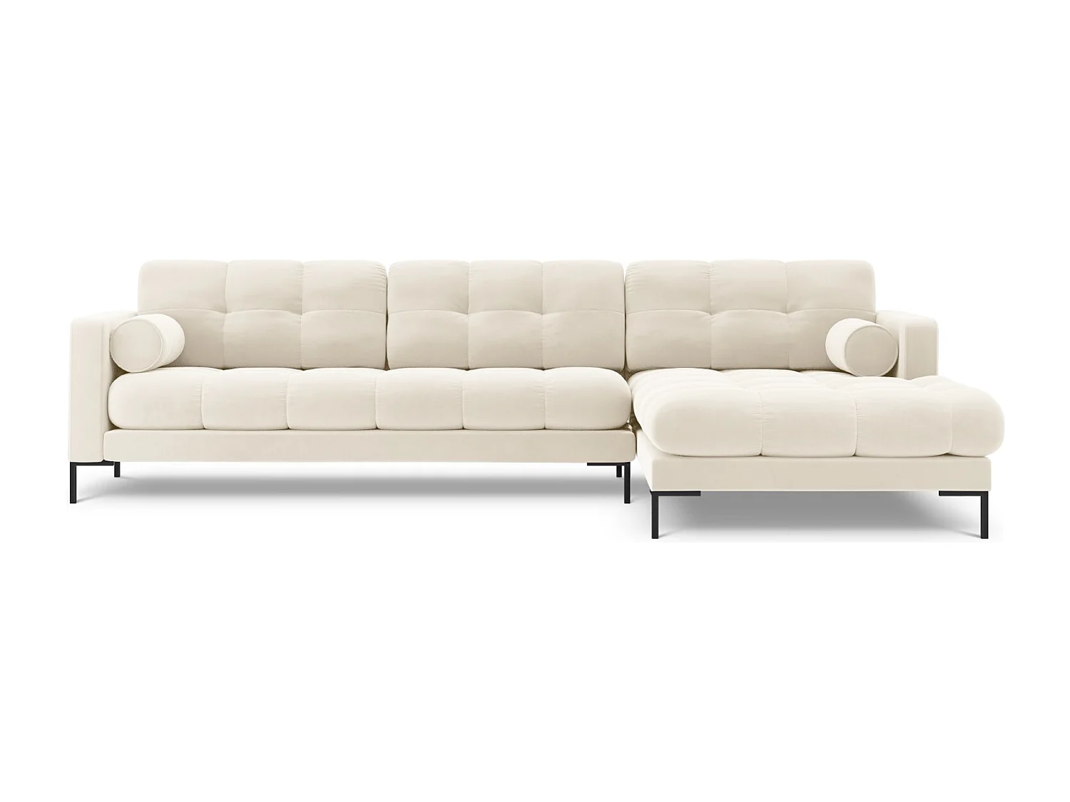 Cosmopolitan Design - Sofá de canto direito "Bali" 5 lugares em veludo bege claro - 293x185x75cm