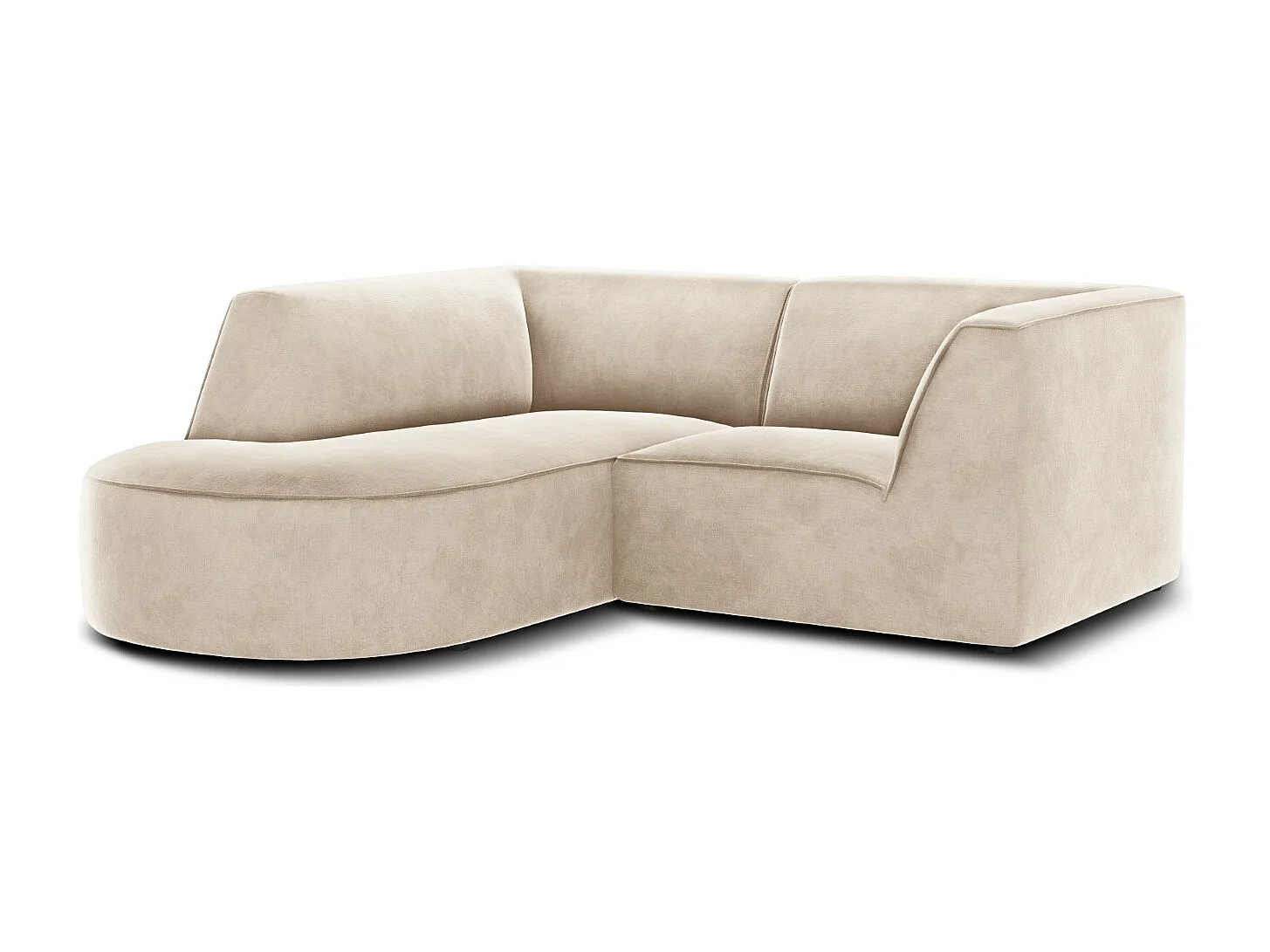 CXL by Christian Lacroix - 3-Sitzer Ecksofa links "Charles" Sitzer aus Samt leichtes beige - 186x180x69cm