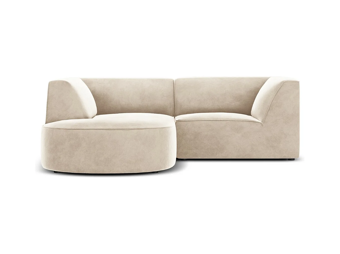 CXL by Christian Lacroix - Linker hoekbank "Charles" 3 zitplaatsen, Flueel, Lichtbeige - 186x180x69cm