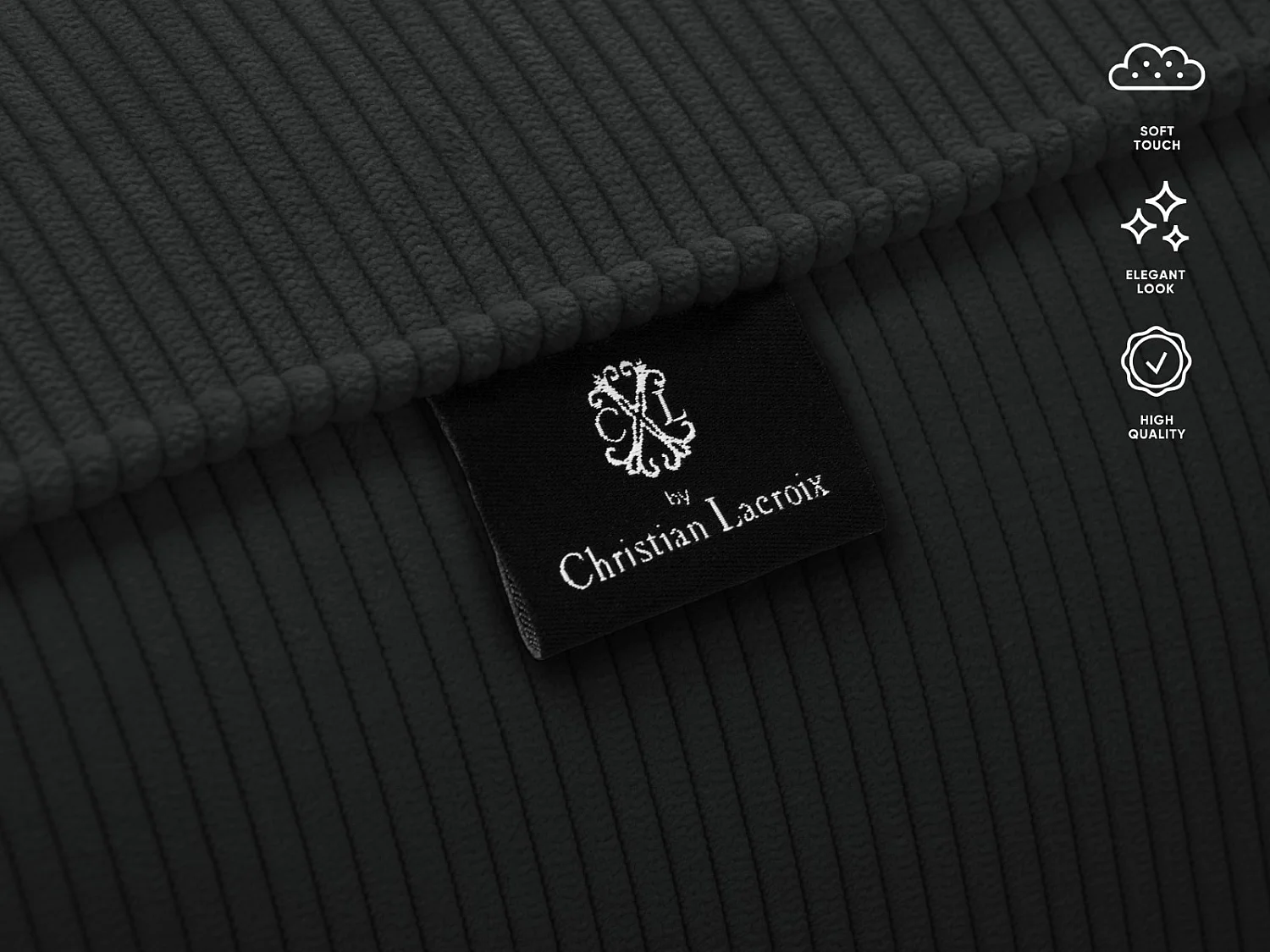 CXL by Christian Lacroix - Bank "Tendance" 3 zitplaatsen, Ribfluwelen, Zwart - 220x122x72cm