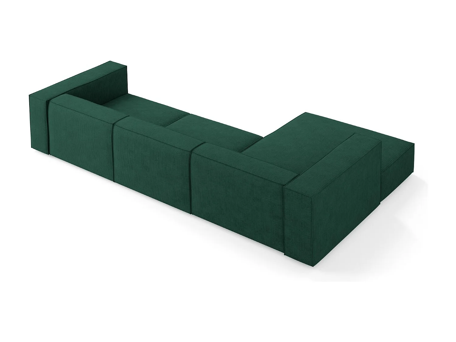 Cosmopolitan Design - Sofá de canto esquerdo "Arendal" 4 lugares em tecido chenille com efeito canelado verde garrafa - 284x166x70cm