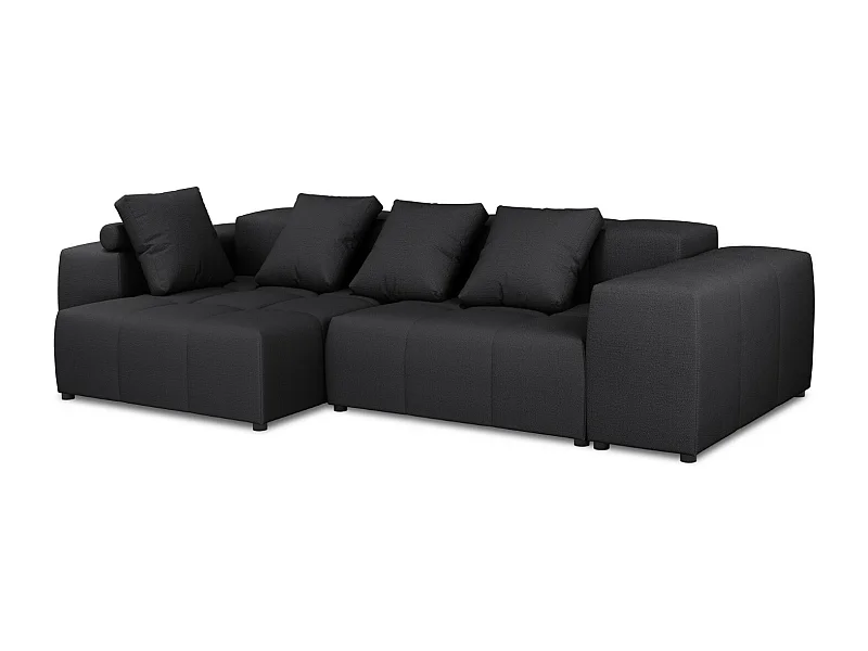 Cosmopolitan Design - Symmetrische modulaire hoekbank "Rome" 4 zitplaatsen, Structurele stof, Zwart - 320x160x75cm