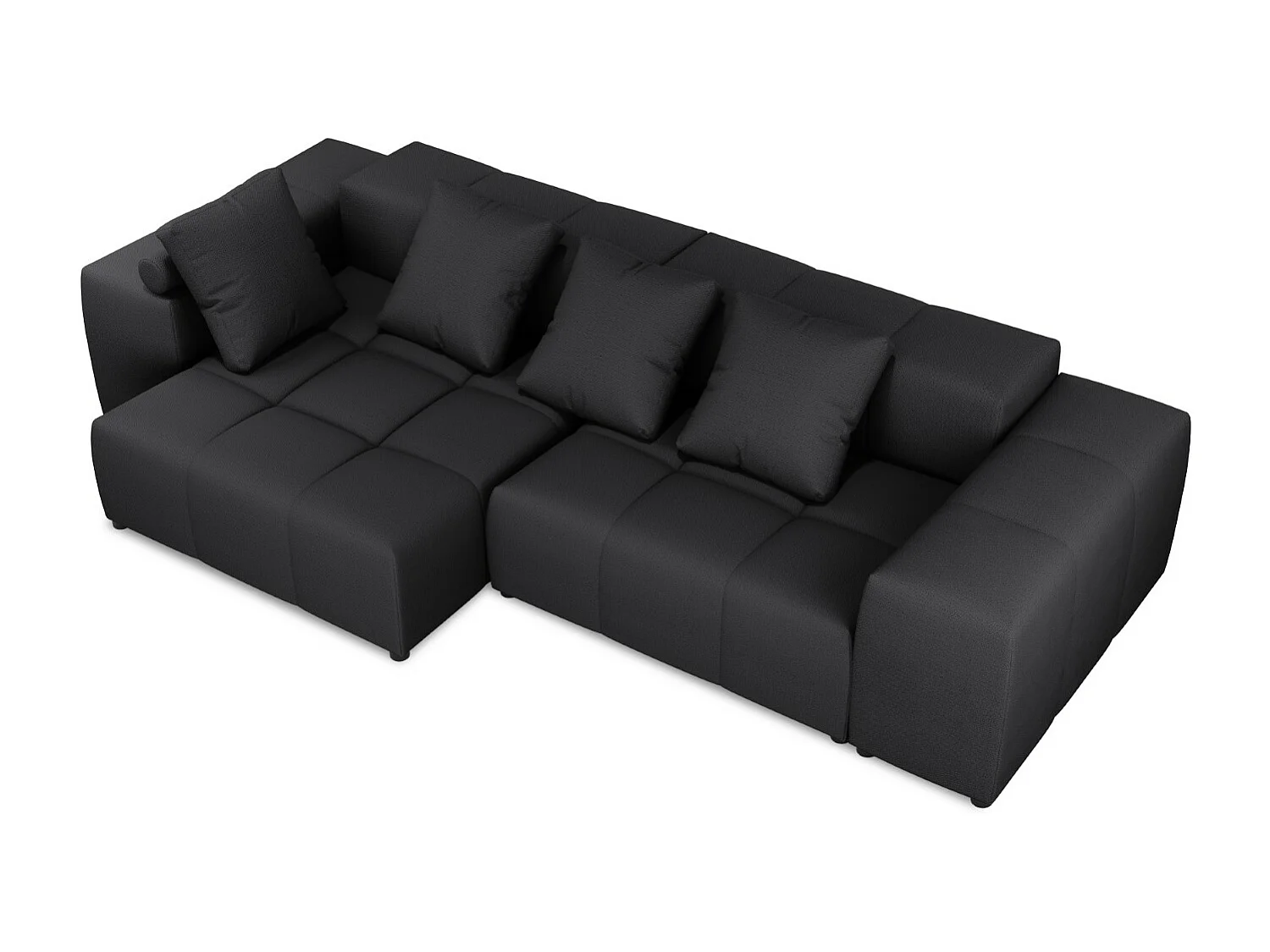 Cosmopolitan Design - 4-Sitzer modulares symmetrisches Ecksofa "Rome" aus strukturiertem Stoff schwarz - 320x160x75cm