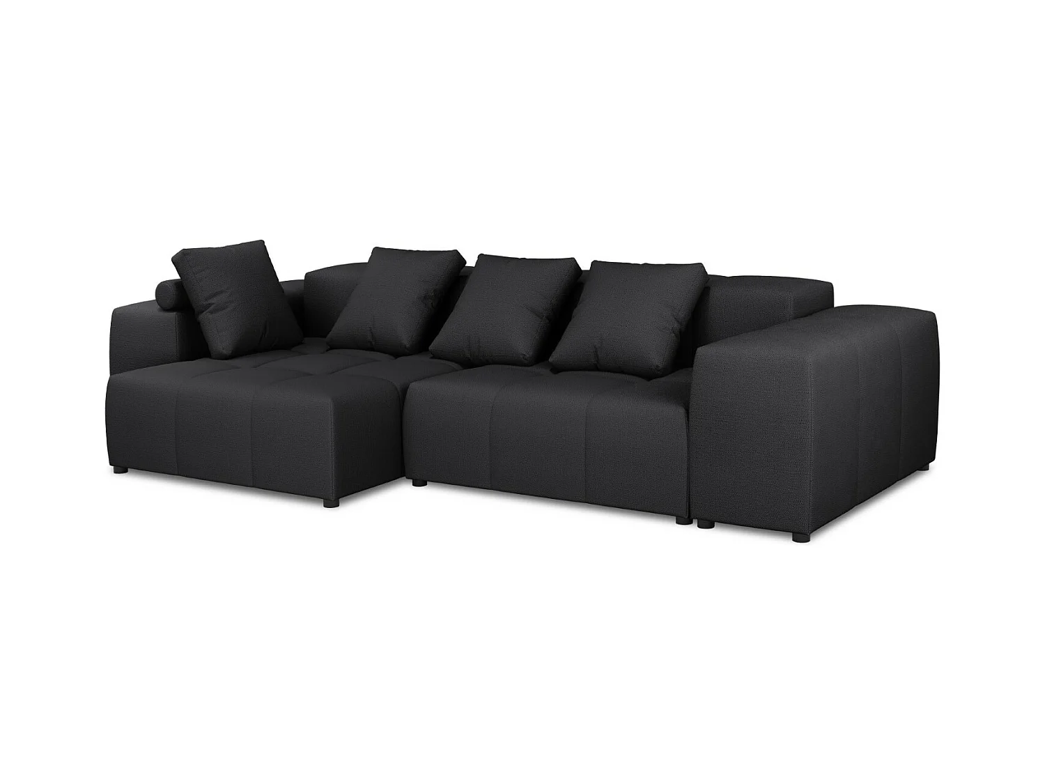 Cosmopolitan Design - Symmetrische modulaire hoekbank "Rome" 4 zitplaatsen, Structurele stof, Zwart - 320x160x75cm