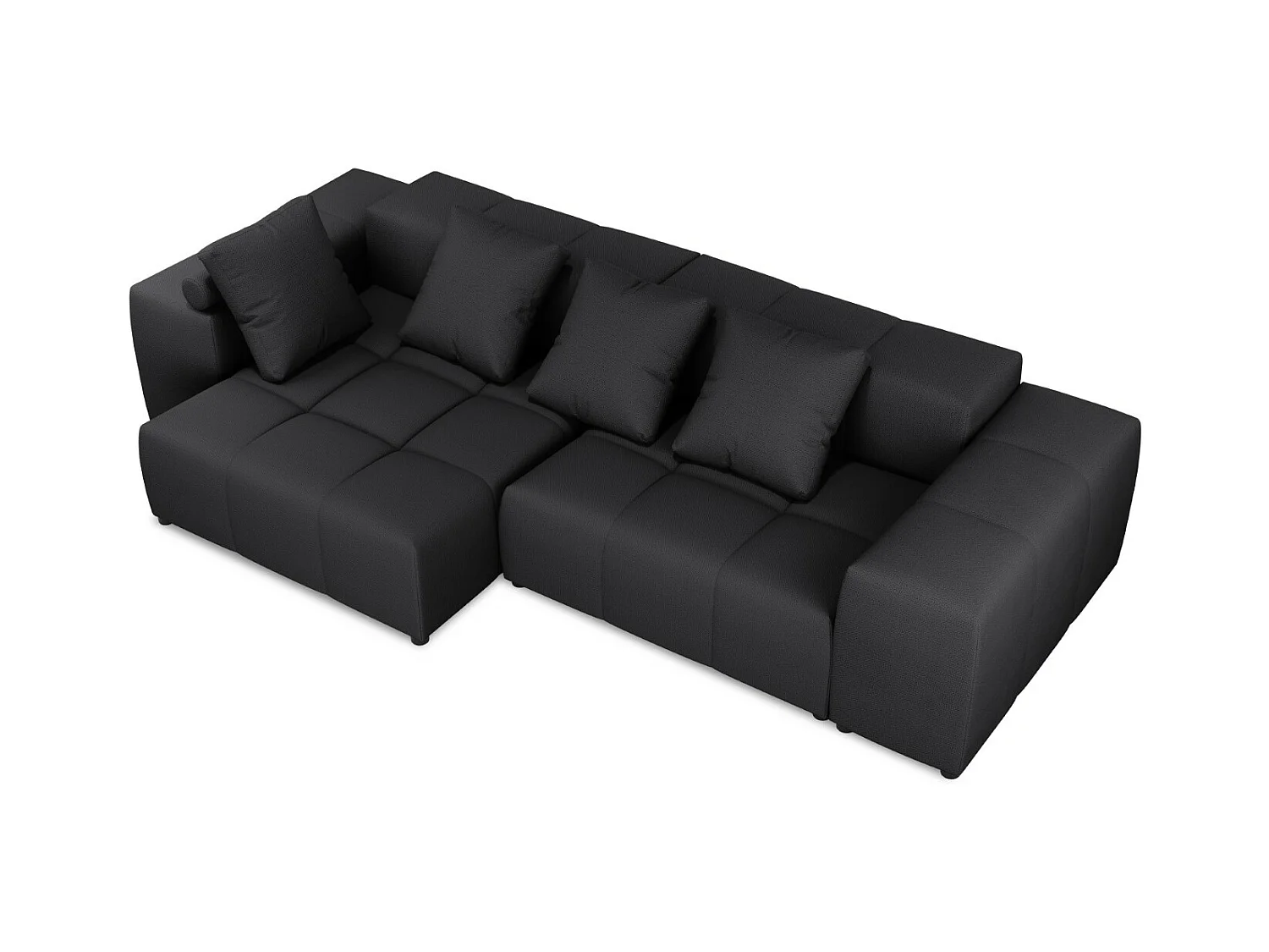 Cosmopolitan Design - Canapé d'angle symétrique modulable "Rome" 4 places en tissu structurel noir - 320x160x75cm