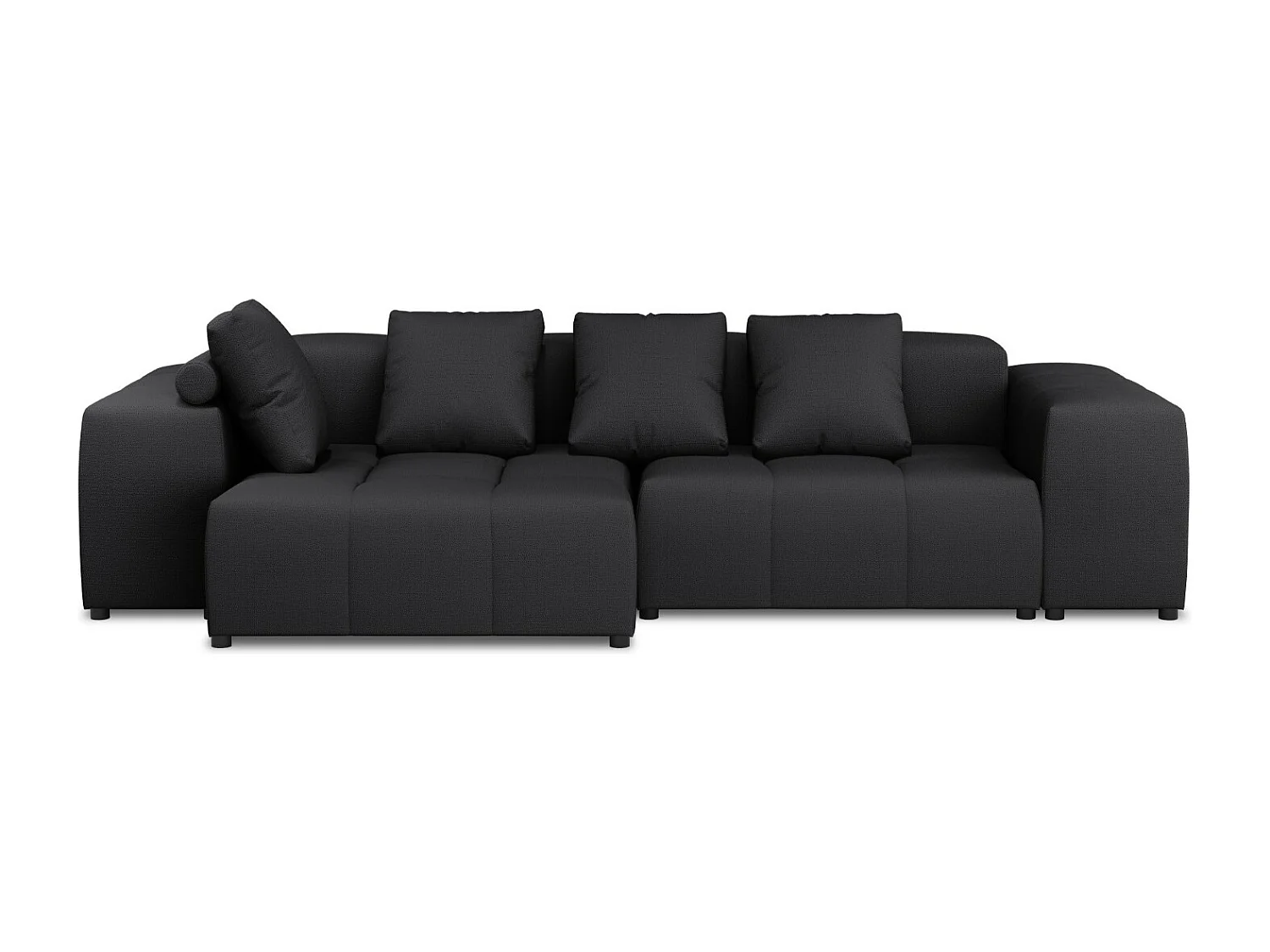 Cosmopolitan Design - Canapé d'angle symétrique modulable "Rome" 4 places en tissu structurel noir - 320x160x75cm