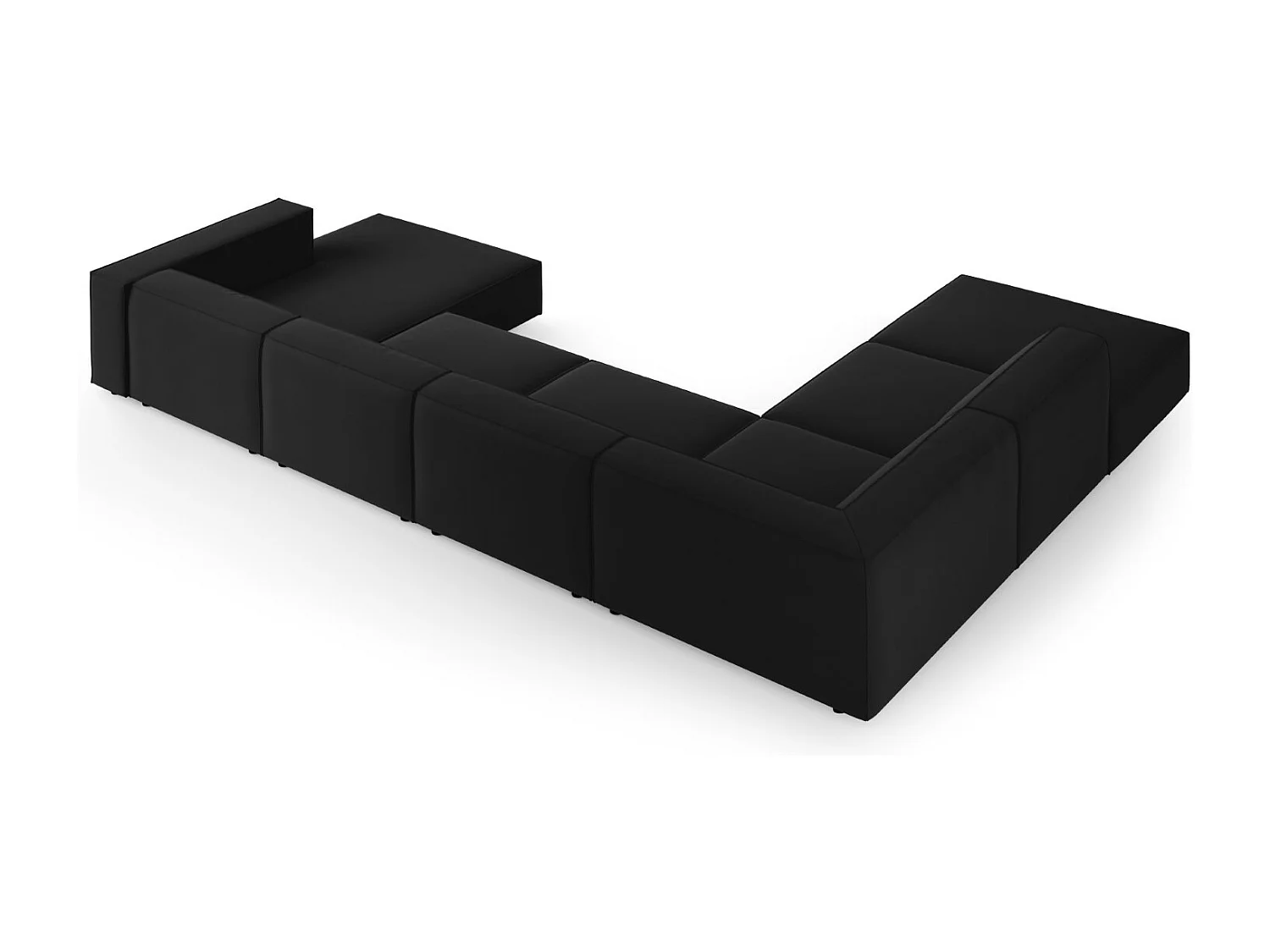 Cosmopolitan Design - 7-Sitzer Panoramasofa links "Arendal" aus Samt schwarz - 364x262x70cm