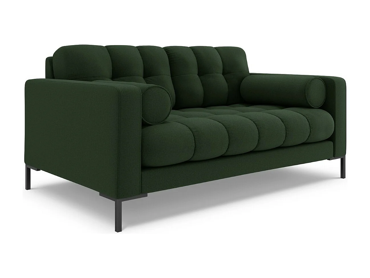 Cosmopolitan Design - Bank "Bali" 2 zitplaatsen, Structurele stof, Donkergroen - 152x92x75cm