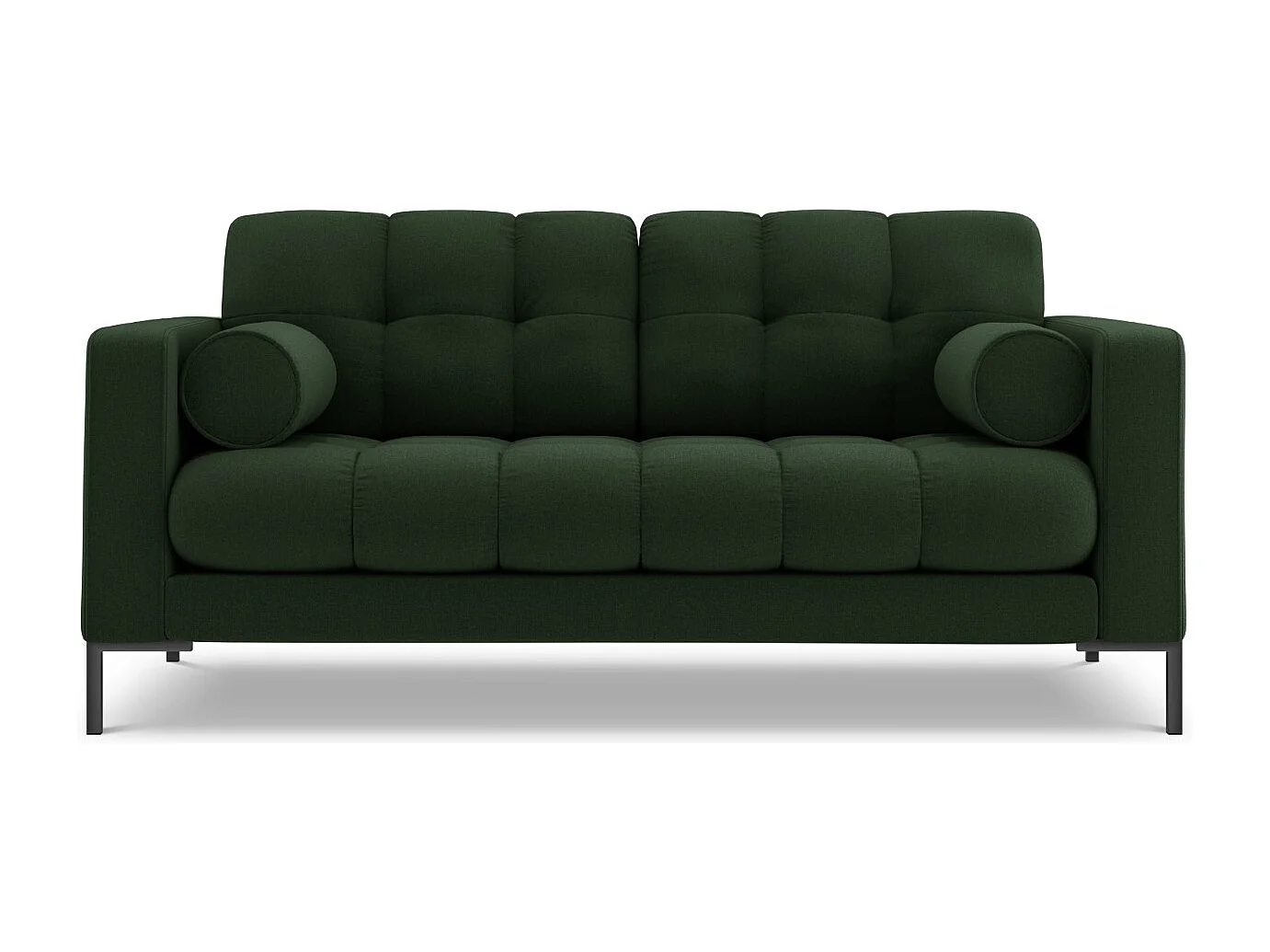 Cosmopolitan Design - Canapé "Bali" 2 places en tissu structurel vert foncé - 152x92x75cm