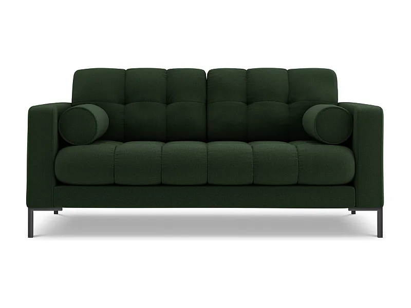 Cosmopolitan Design - Sofá "Bali" 2 plazas de tejido estructural verde oscuro - 152x92x75cm
