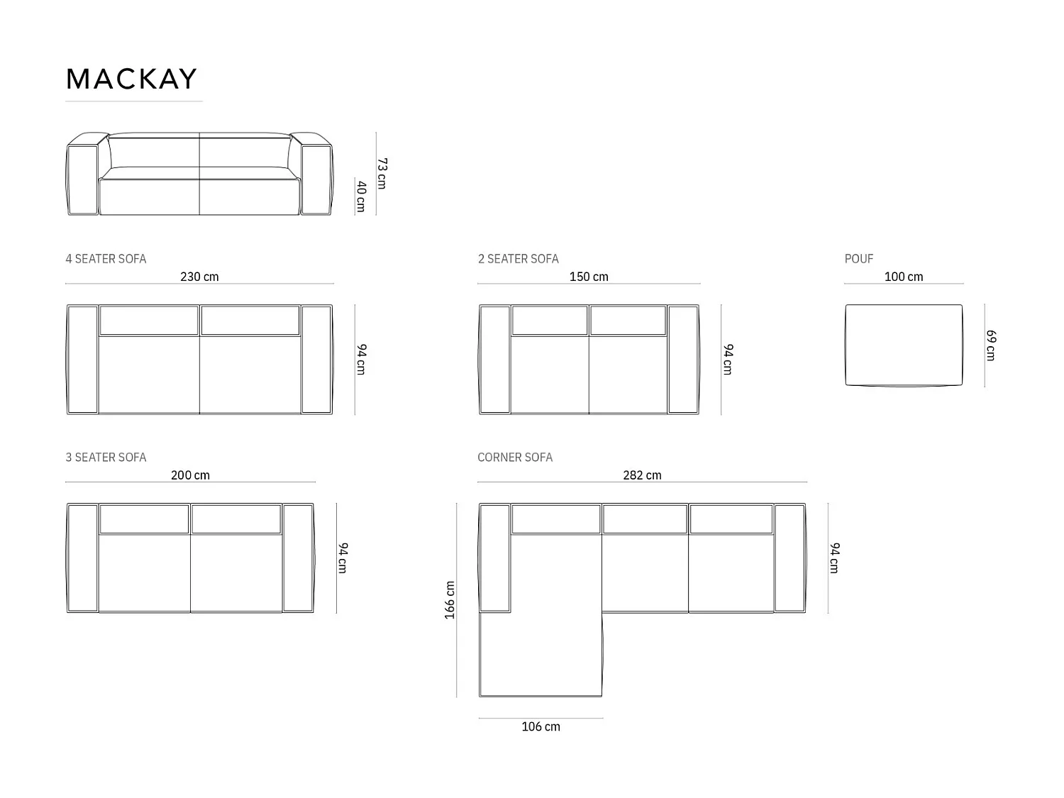 Cosmopolitan Design - Sofá "Mackay" 2 lugares em veludo azul pastel - 150x94x73cm