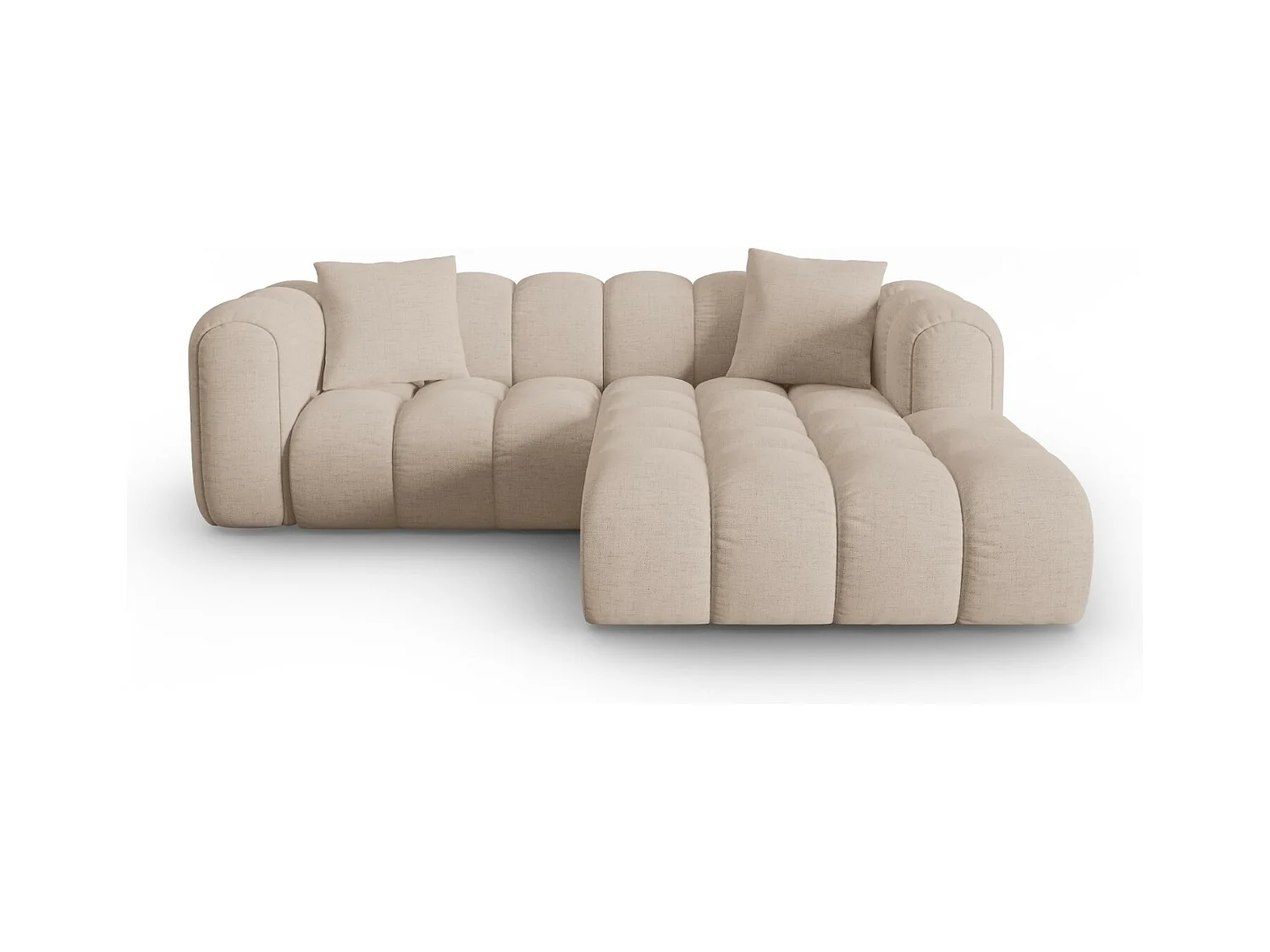 CXL by Christian Lacroix - Modulaire hoekbank rechts "Clotilde" 3 zitplaatsen, Structurele stof, Cappuccino - 187x190x70cm