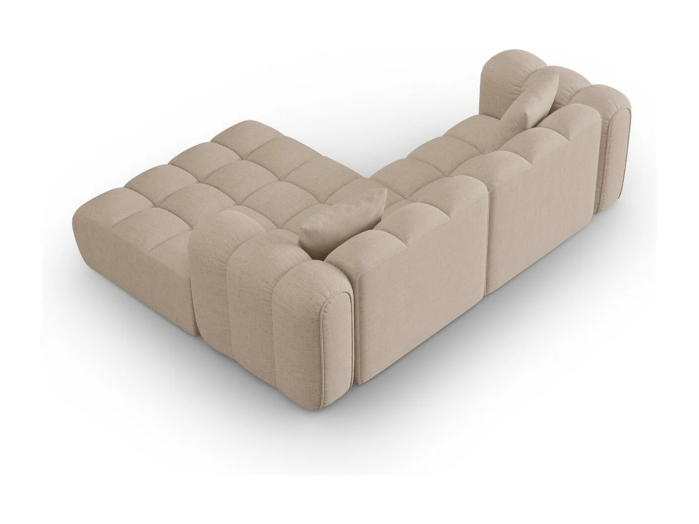 CXL by Christian Lacroix - Narożnik prawy panoramiczny, "Clotilde" 3 miejsca tkanina strukturalna, cappuccino - 187x190x70cm