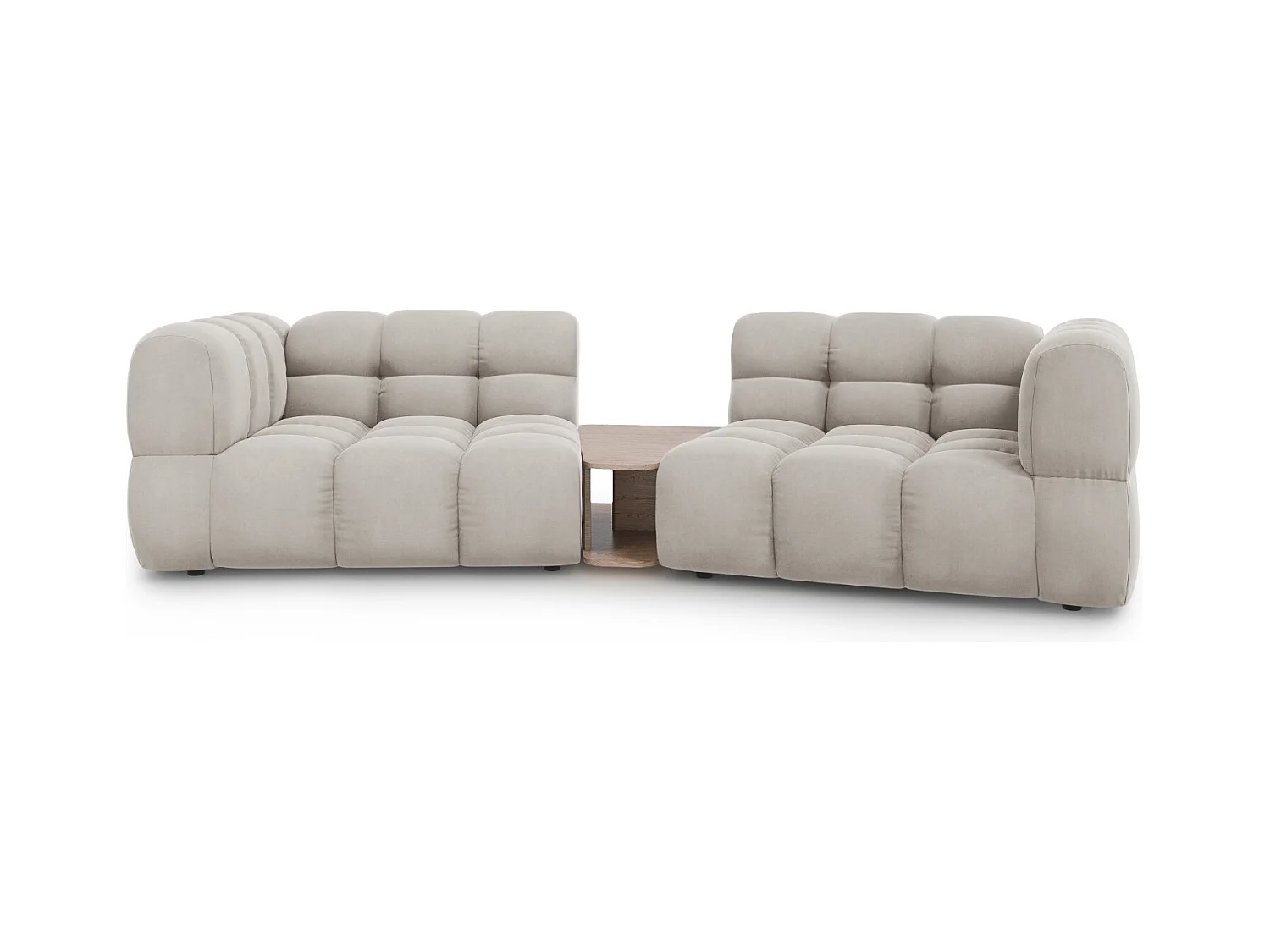 Cosmopolitan Design - Canapé modulable "Sky" 2 places en velours beige clair - 280x148x75cm