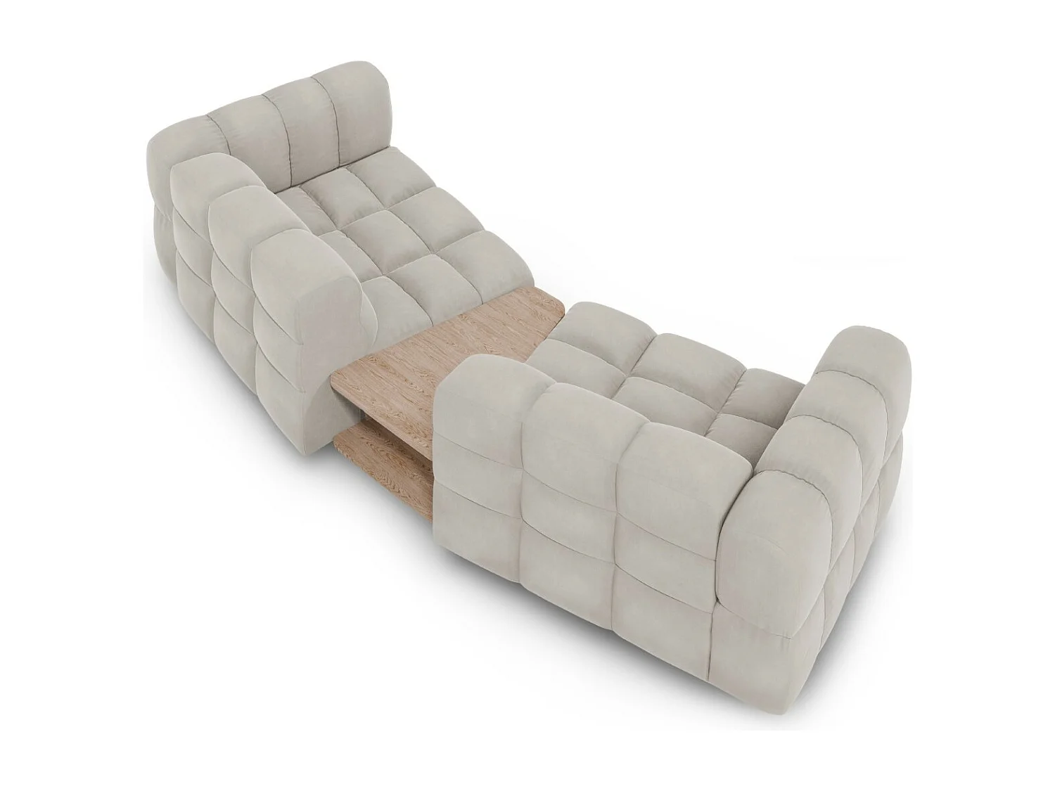 Cosmopolitan Design - Canapé modulable "Sky" 2 places en velours beige clair - 280x148x75cm