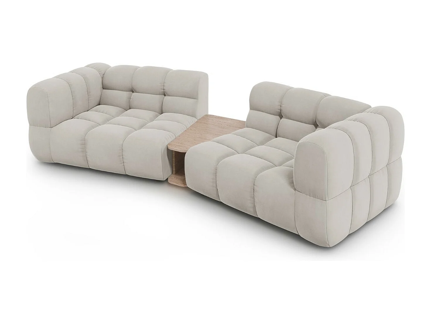 Cosmopolitan Design - Sofá modular "Sky" 2 lugares em veludo bege claro - 280x148x75cm