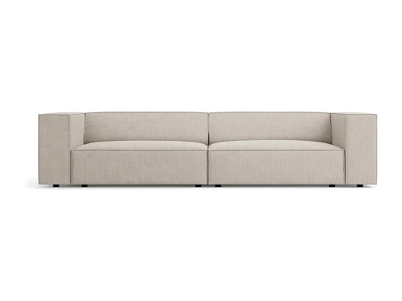 Cosmopolitan Design - Sofa, "Arendal" 4 miejsca szenil z efektem prążkowania, beż ciemny - 244x102x70cm