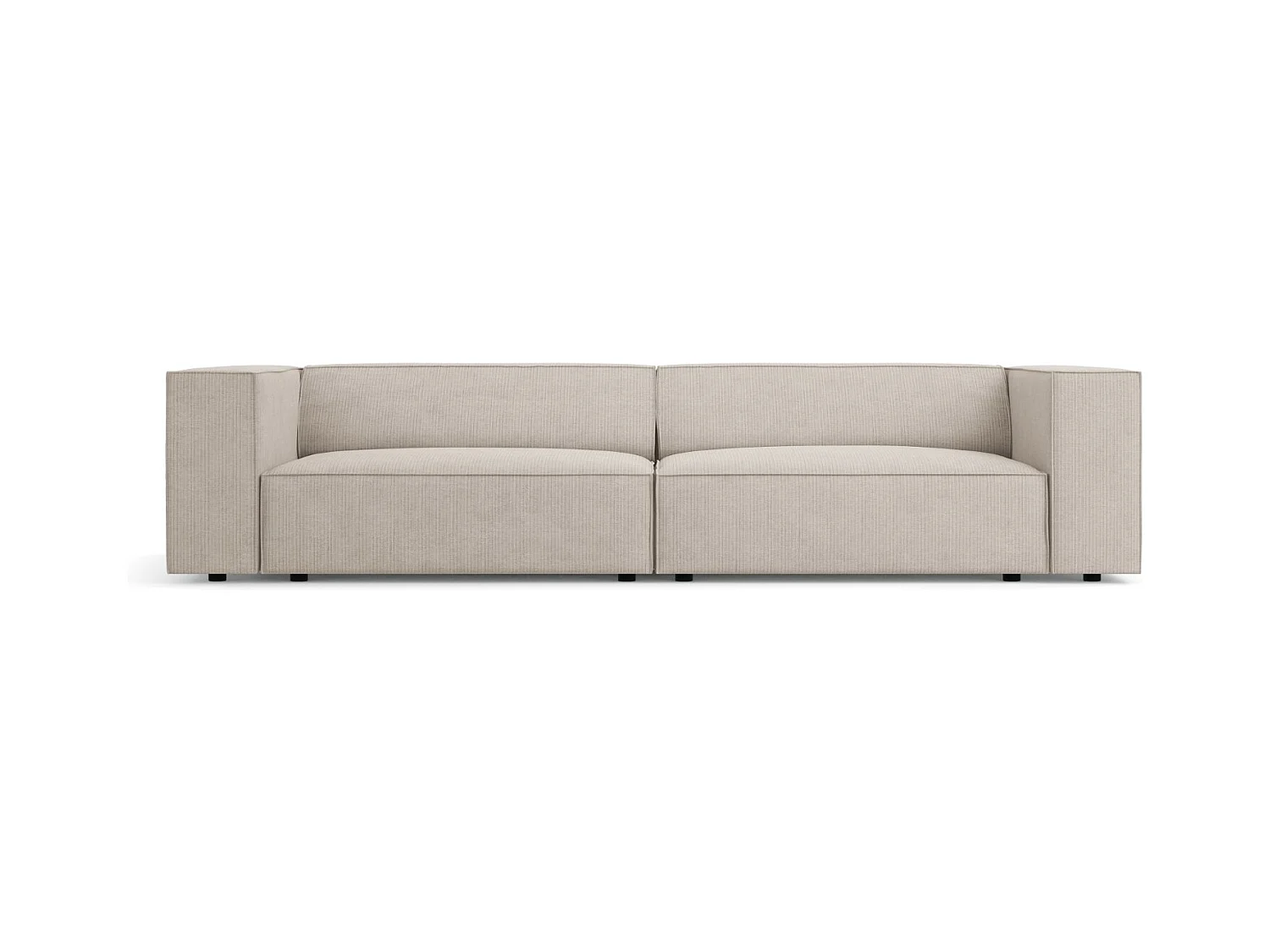 Cosmopolitan Design - Bank "Arendal" 4 zitplaatsen, Chenille met ribbeleffect, Donkerbeige - 244x102x70cm