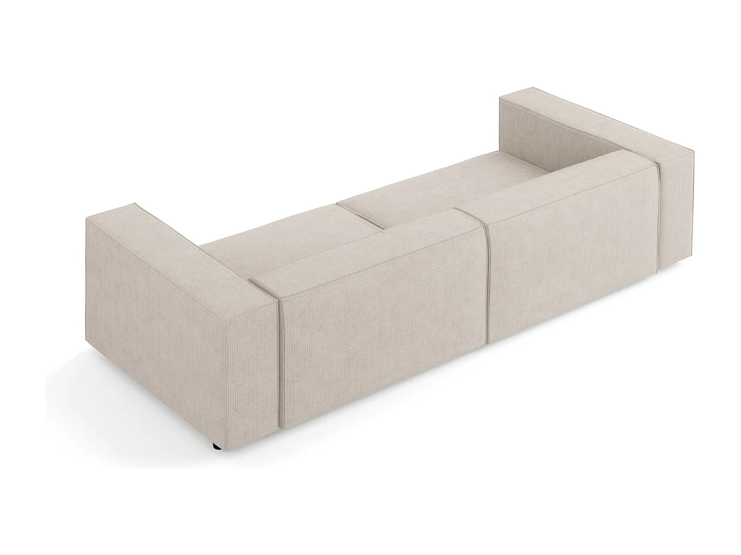 Cosmopolitan Design - Canapé "Arendal" 4 places en chenille avec un effet côtelé beige foncé - 244x102x70cm