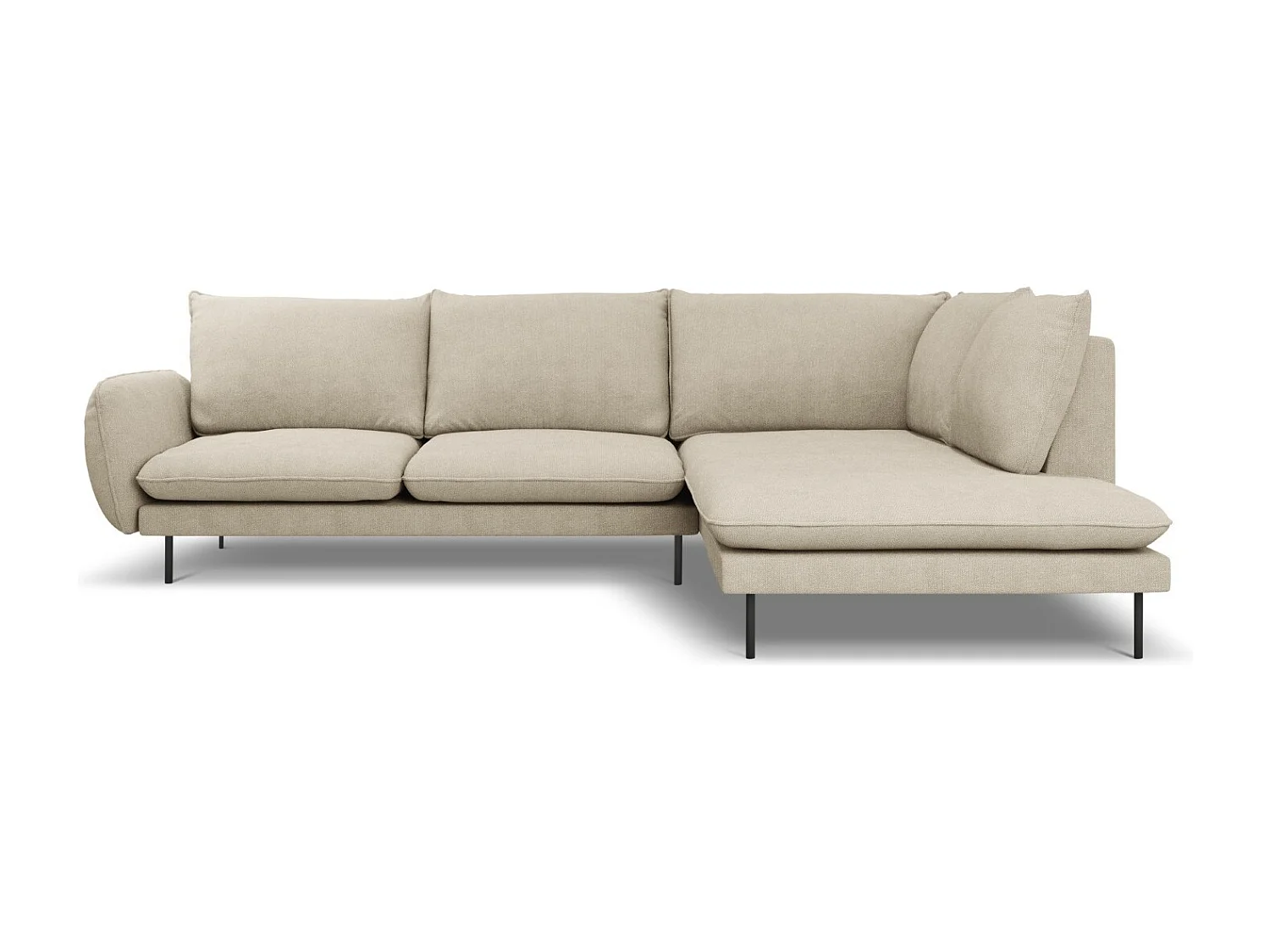 Cosmopolitan Design - Sofá de canto direito "Vienna" 6 lugares em tecido estrutural bege - 275x185x95cm