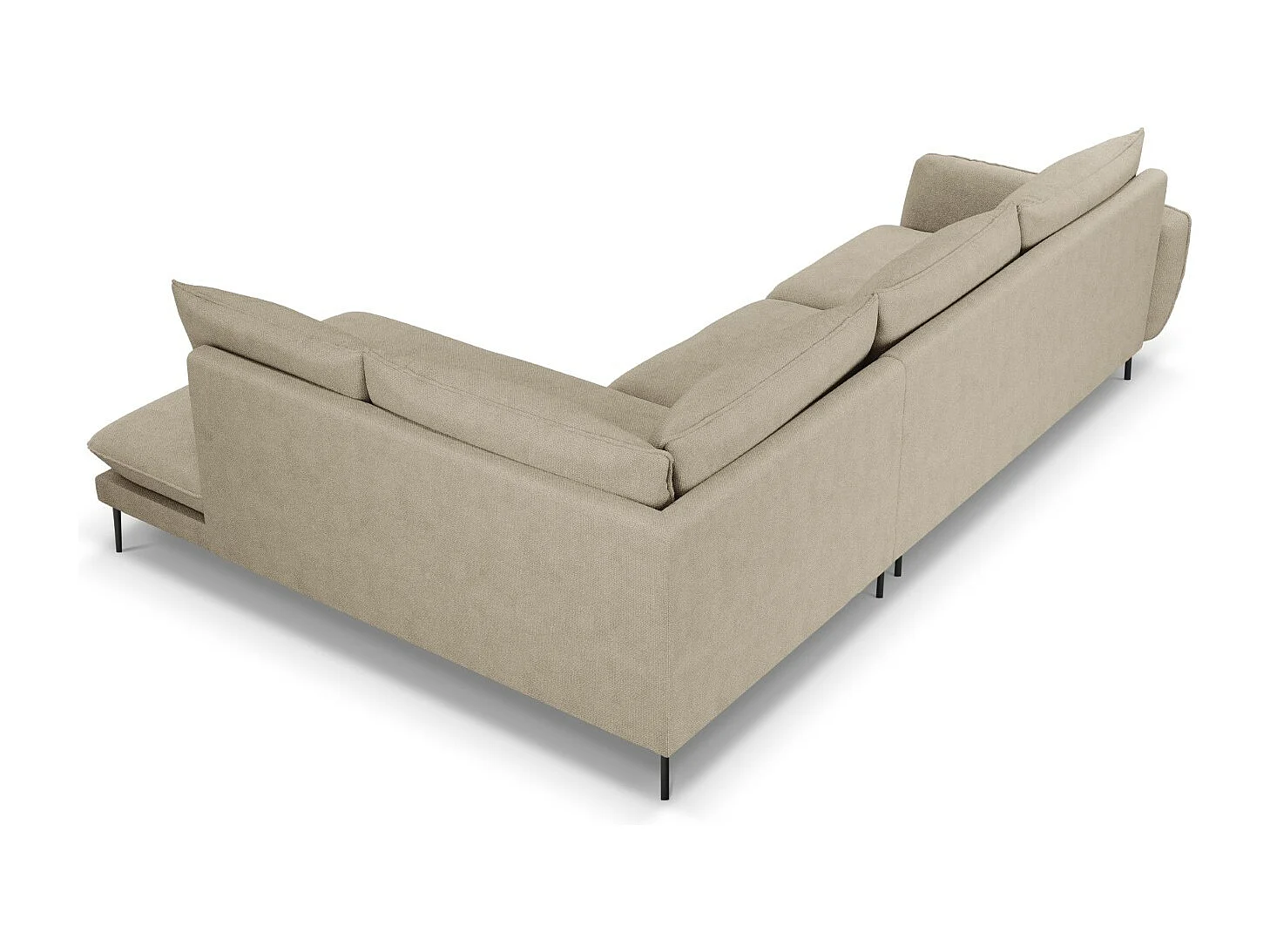 Cosmopolitan Design - Canapé d'angle droit "Vienna" 6 places en tissu structurel beige - 275x185x95cm