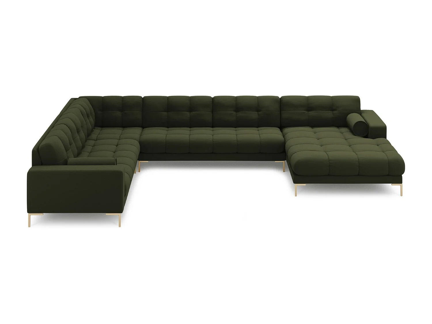 Cosmopolitan Design - Narożnik lewy panoramiczny, "Bali" 7 miejsc tkanina strukturalna, zielony - 327x256x75cm