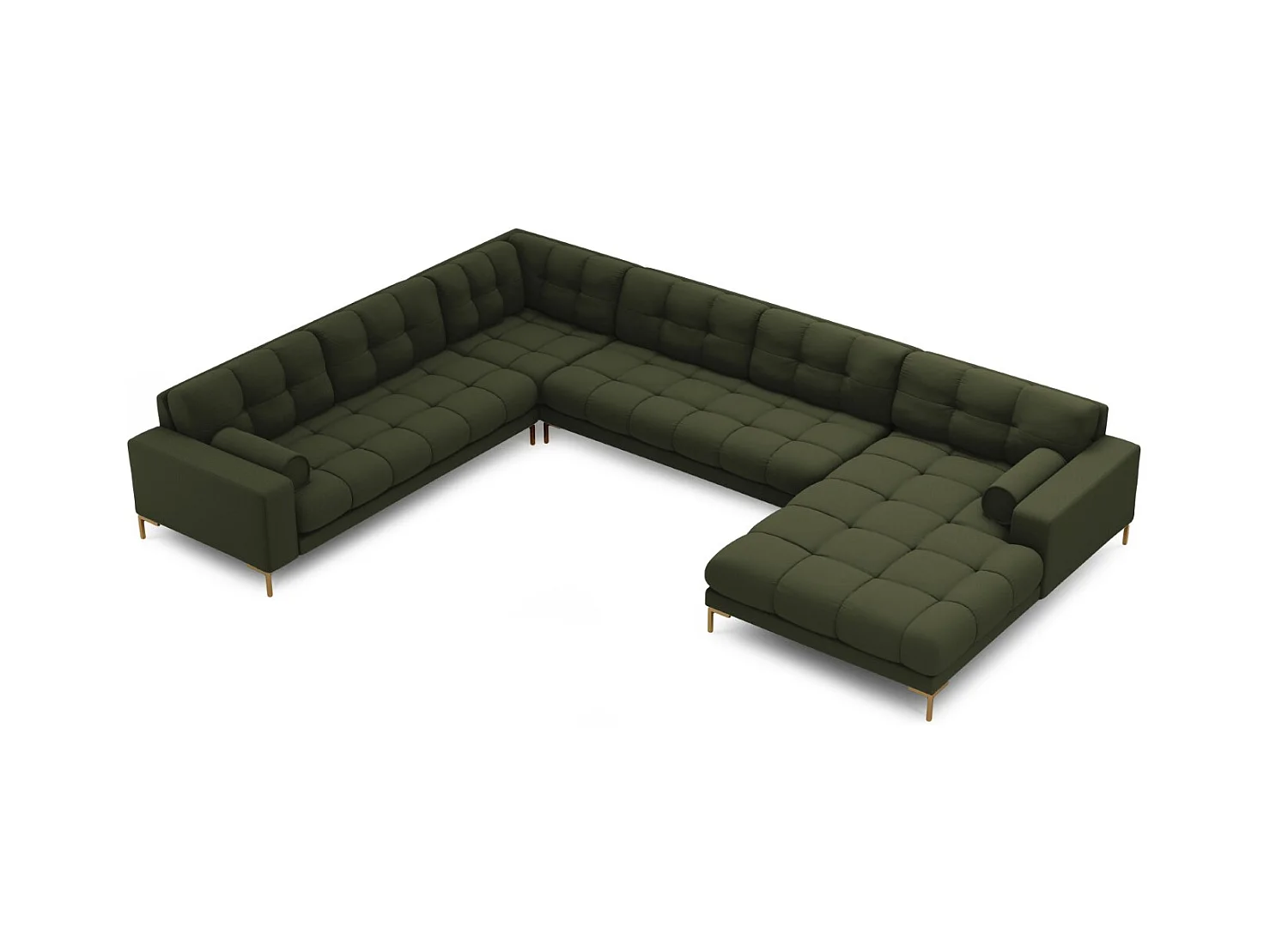 Cosmopolitan Design - Panoramische hoekbank links "Bali" 7 zitplaatsen, Structurele stof, Groente - 327x256x75cm