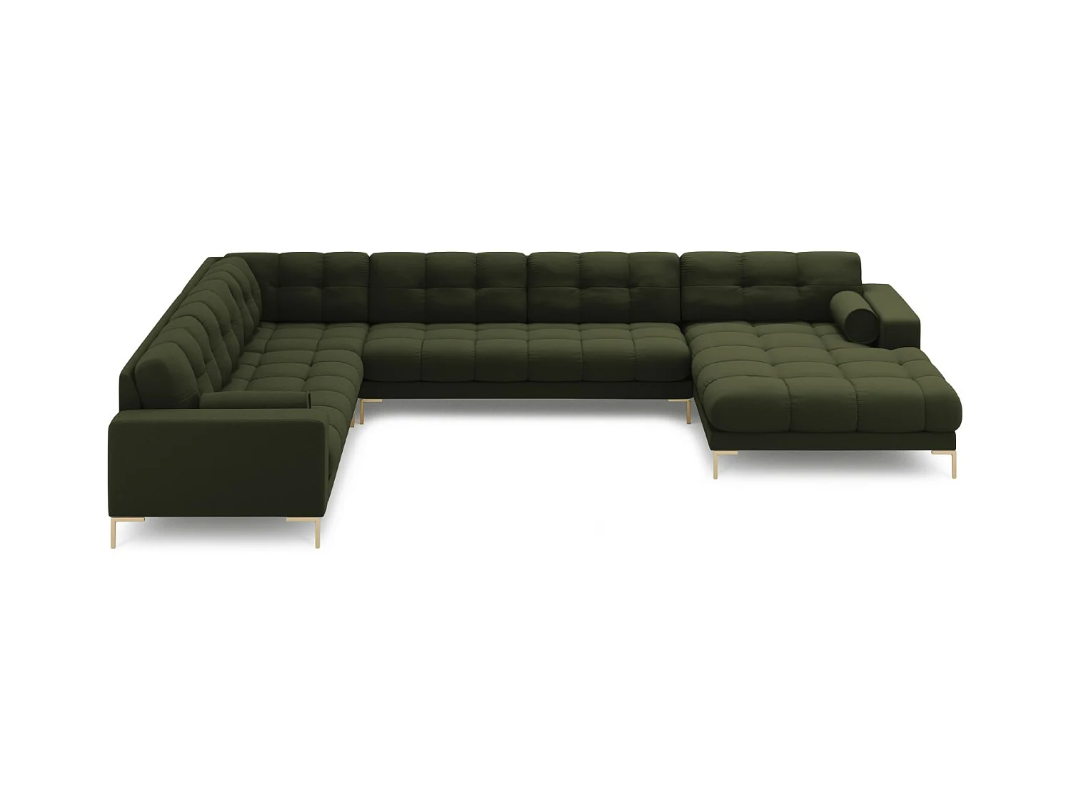 Cosmopolitan Design - 7-Sitzer Panoramasofa links "Bali" aus strukturiertem Stoff grün - 327x256x75cm