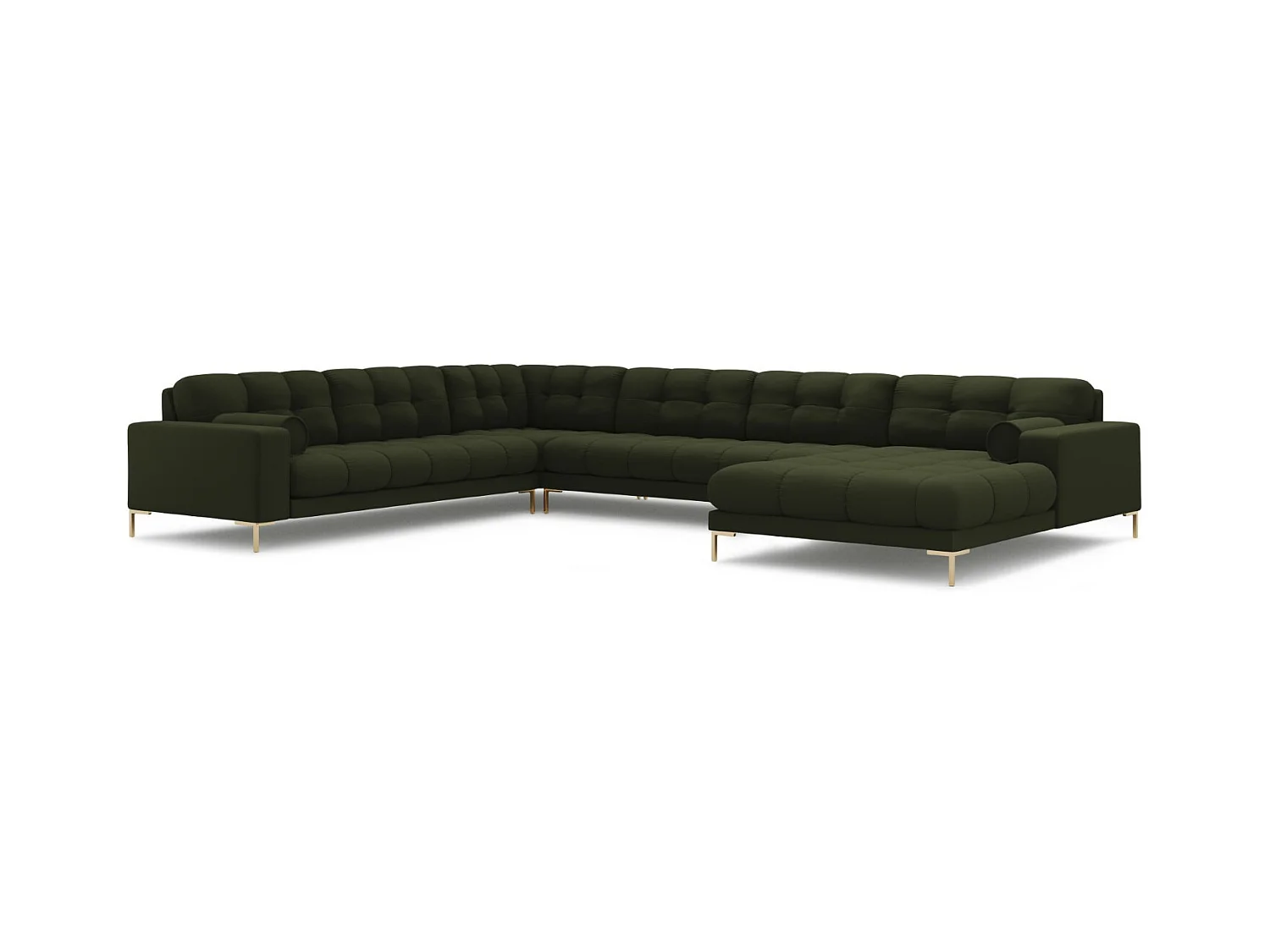 Cosmopolitan Design - 7-Sitzer Panoramasofa links "Bali" aus strukturiertem Stoff grün - 327x256x75cm
