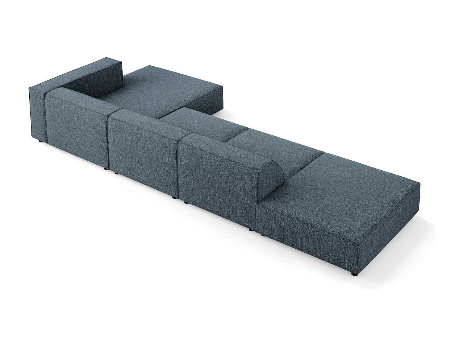 Cosmopolitan Design - 5-Sitzer Ecksofa rechts "Arendal" aus Chenille-Stoff königsblau - 341x166x70cm