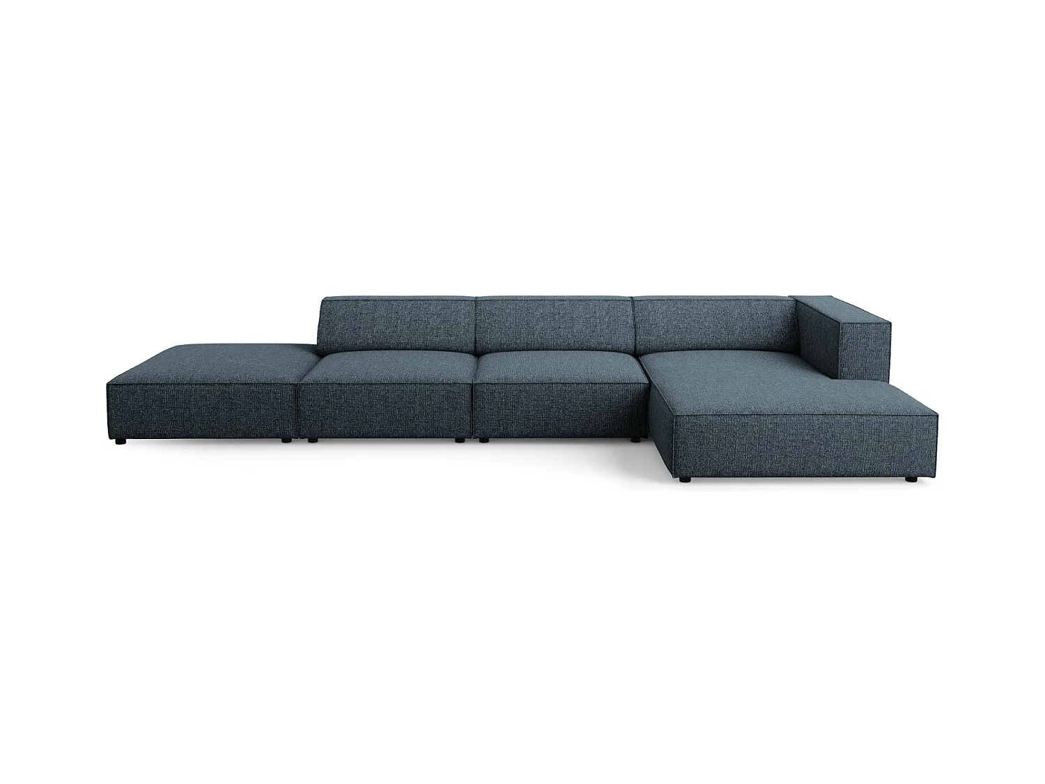 Cosmopolitan Design - Sofá de canto direito "Arendal" 5 lugares em tecido chenille azul real - 341x166x70cm