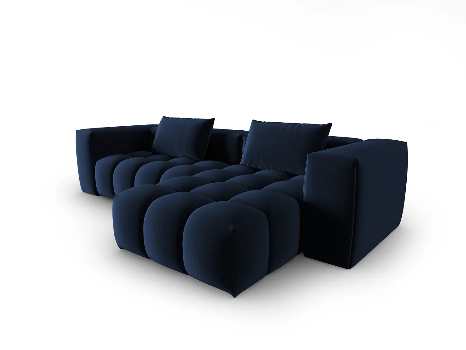 CXL by Christian Lacroix - Canapé d'angle droit modulable "Lorella" 3 places en velours bleu roi - 260x145x70cm